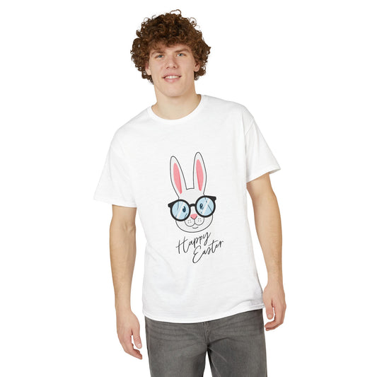 Easter Bunny with Glasses T-Shirt – "Happy Easter" Cute Graphic Tee