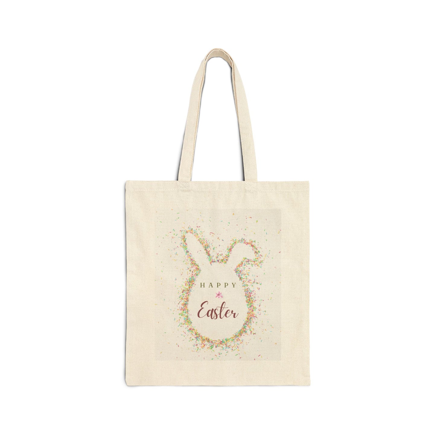 Easter Bunny Wreath Canvas Tote Bag – "Happy Easter" Spring Gift Bag