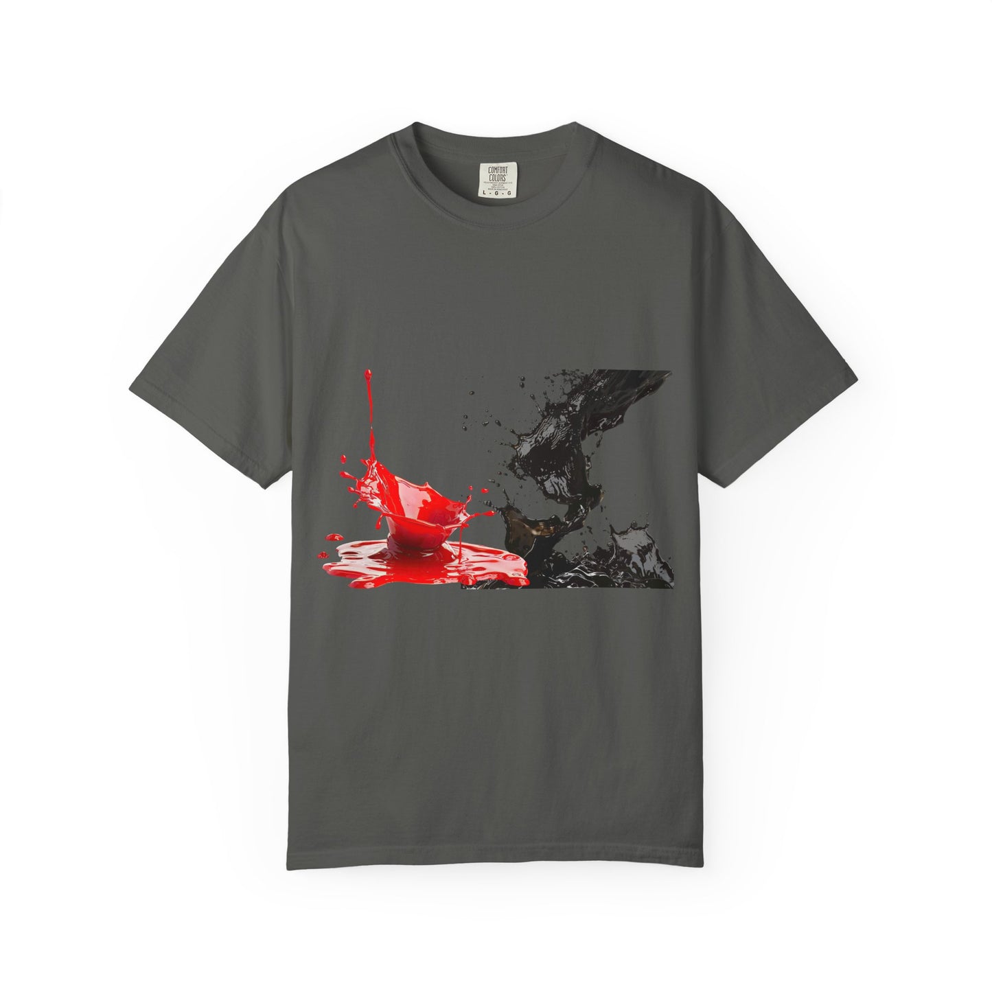 Ink Splash Graphic T-Shirt — Red & Black Abstract Art Tee