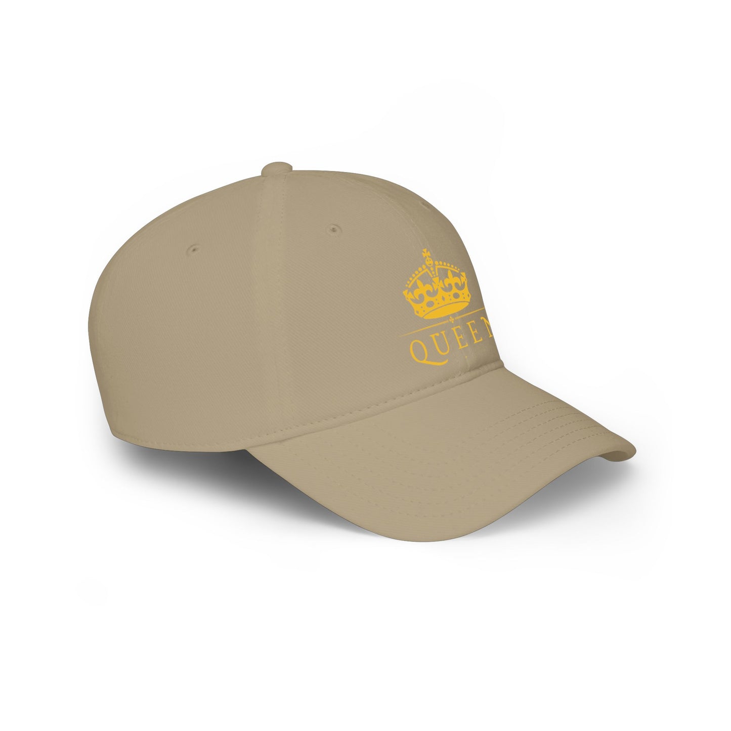 Queen Crown Baseball Cap — Red Low Profile Hat with Gold "QUEEN" Text