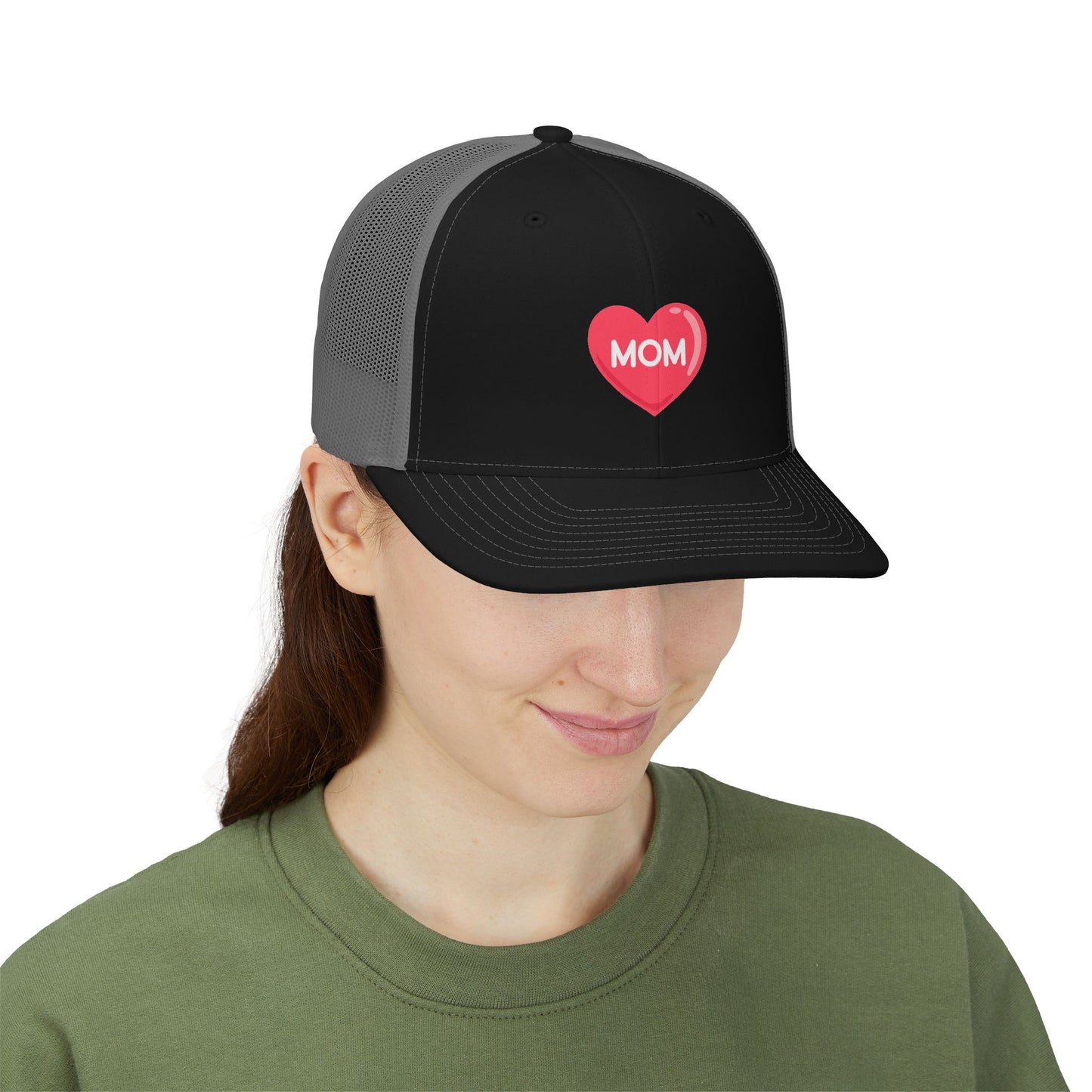 Mom Heart Snapback Cap — Trucker Hat for Mother's Day & Everyday Wear