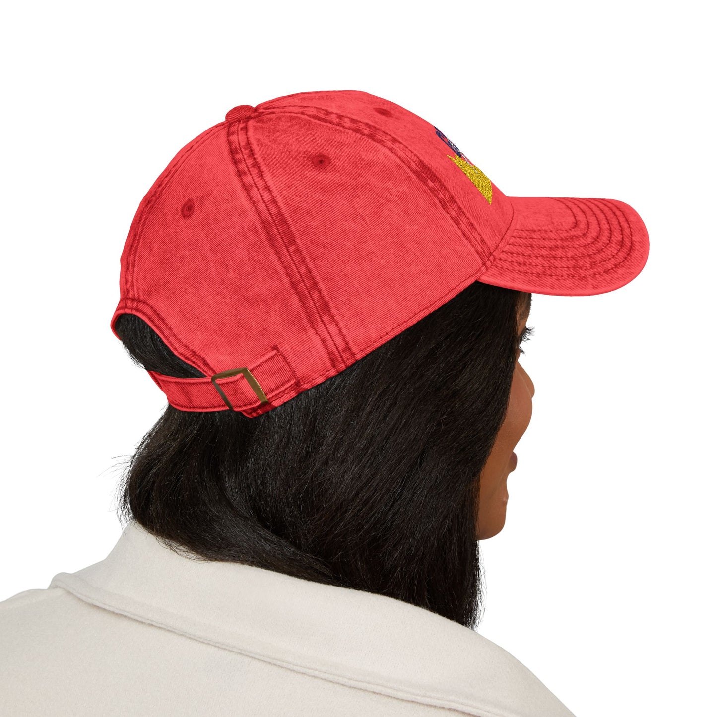 Vintage Embroidered Cap - 'Good Vibes' Distressed Dad Hat