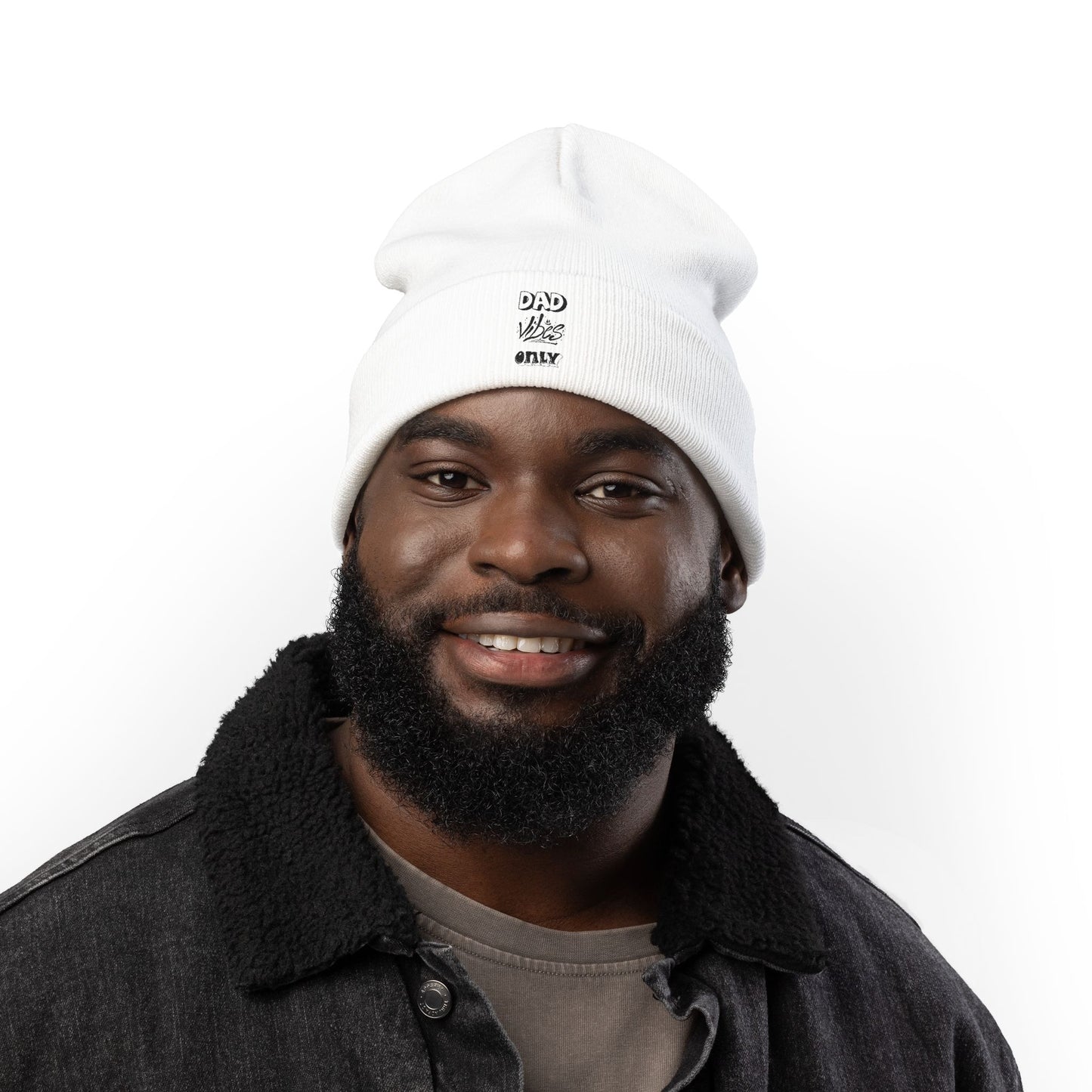 Dad Vibes Only Embroidered Knit Beanie