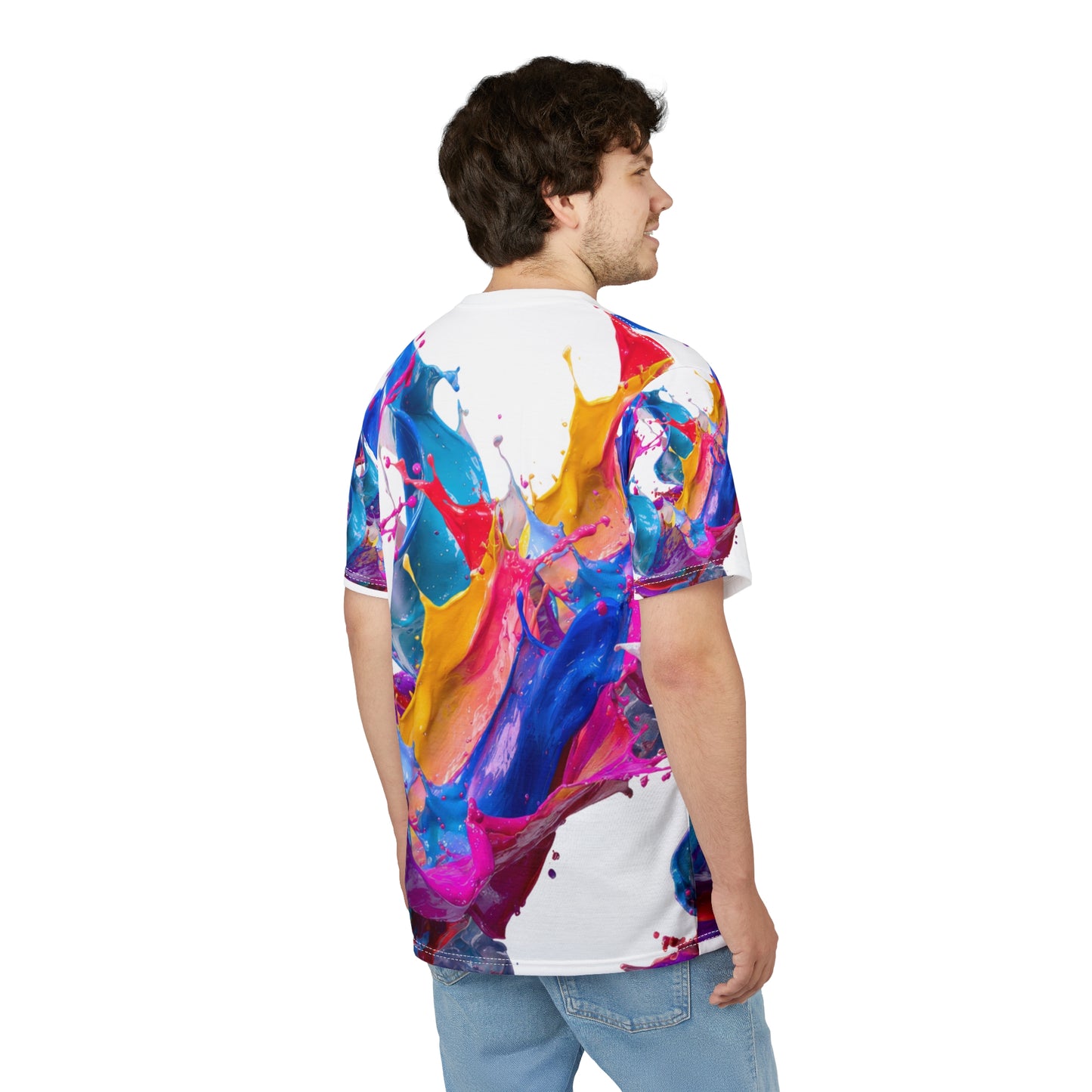 Abstract Paint Splash Tee — Colorful All-Over Print Art Shirt