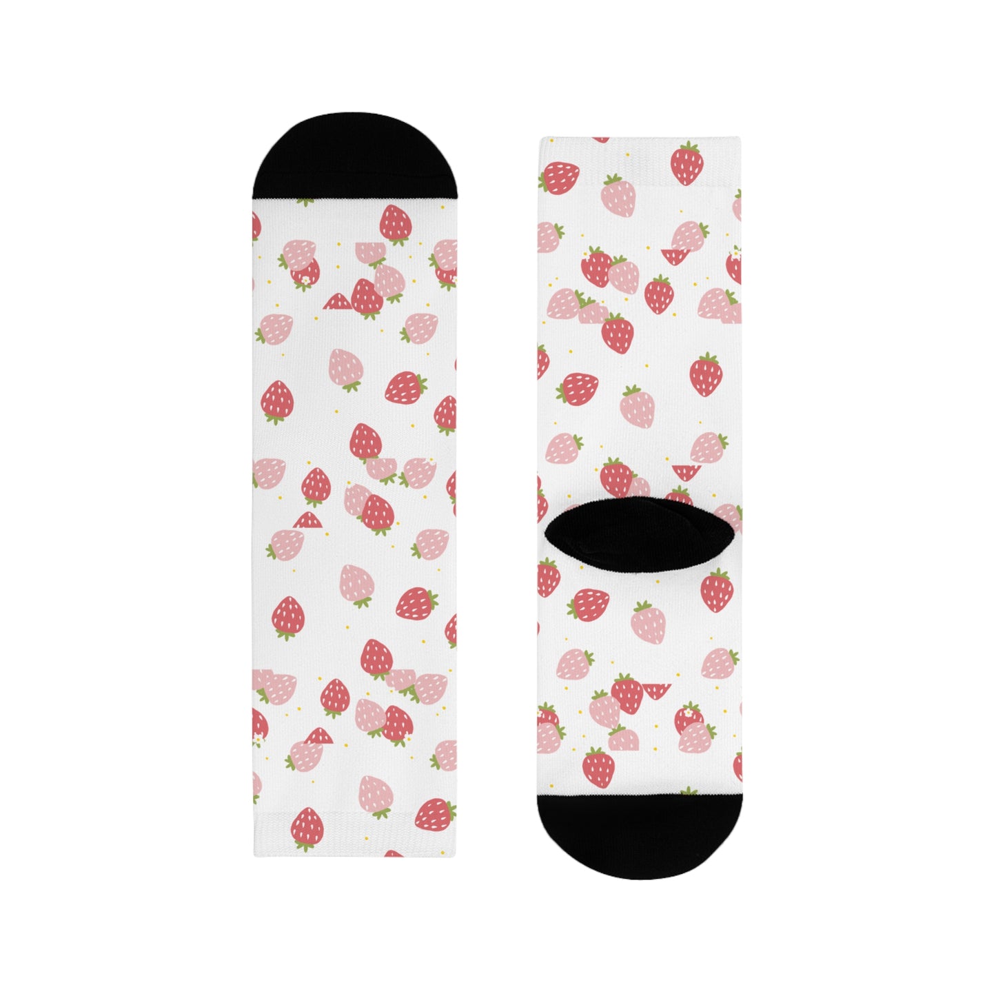 Strawberry Pattern Crew Socks – Cute Pink Fruit Sublimation Socks
