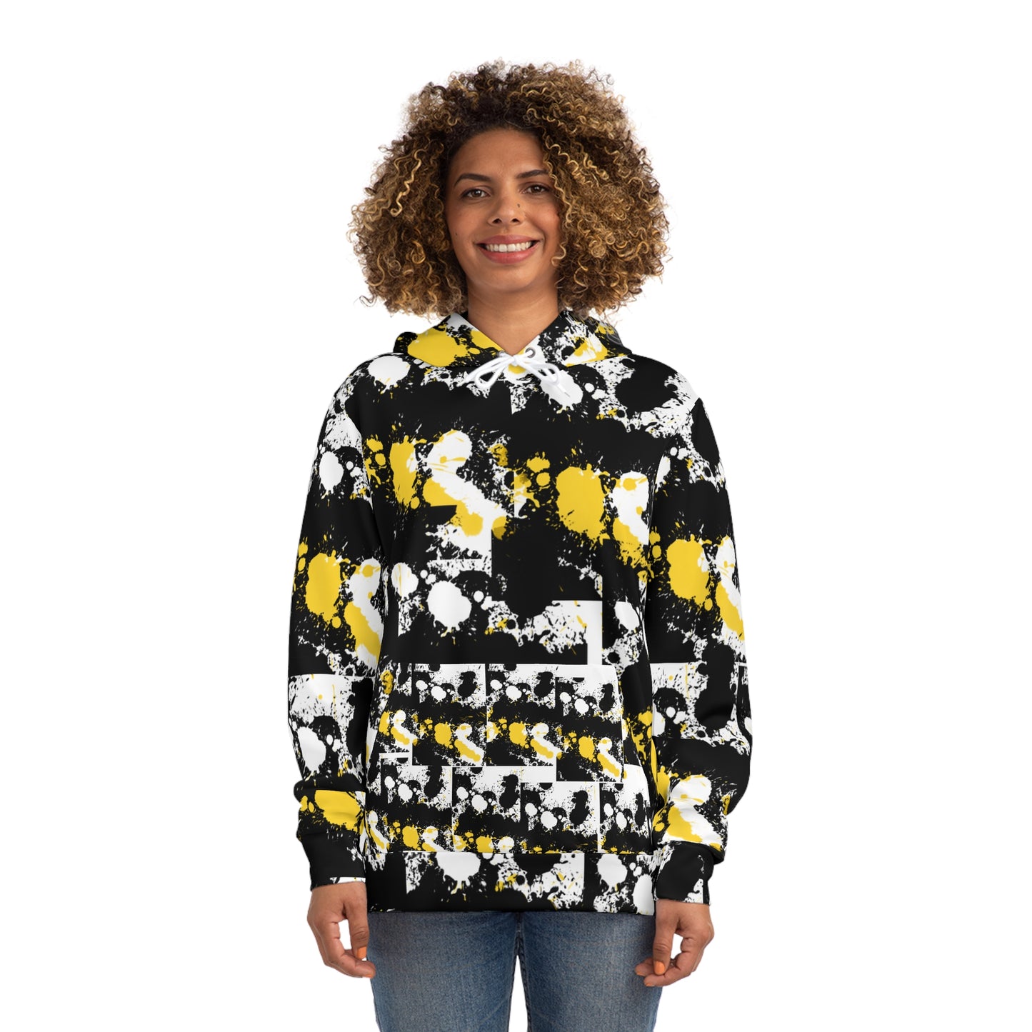 Abstract Yellow Black Splatter Hoodie