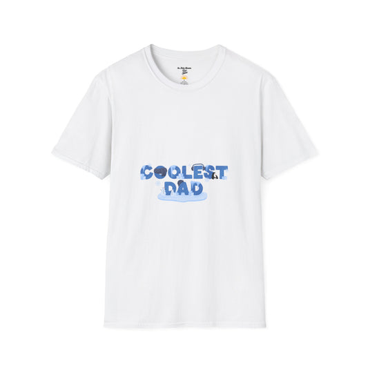 Coolest Dad T-Shirt — Blue Pattern "Coolest Dad" Graphic Tee