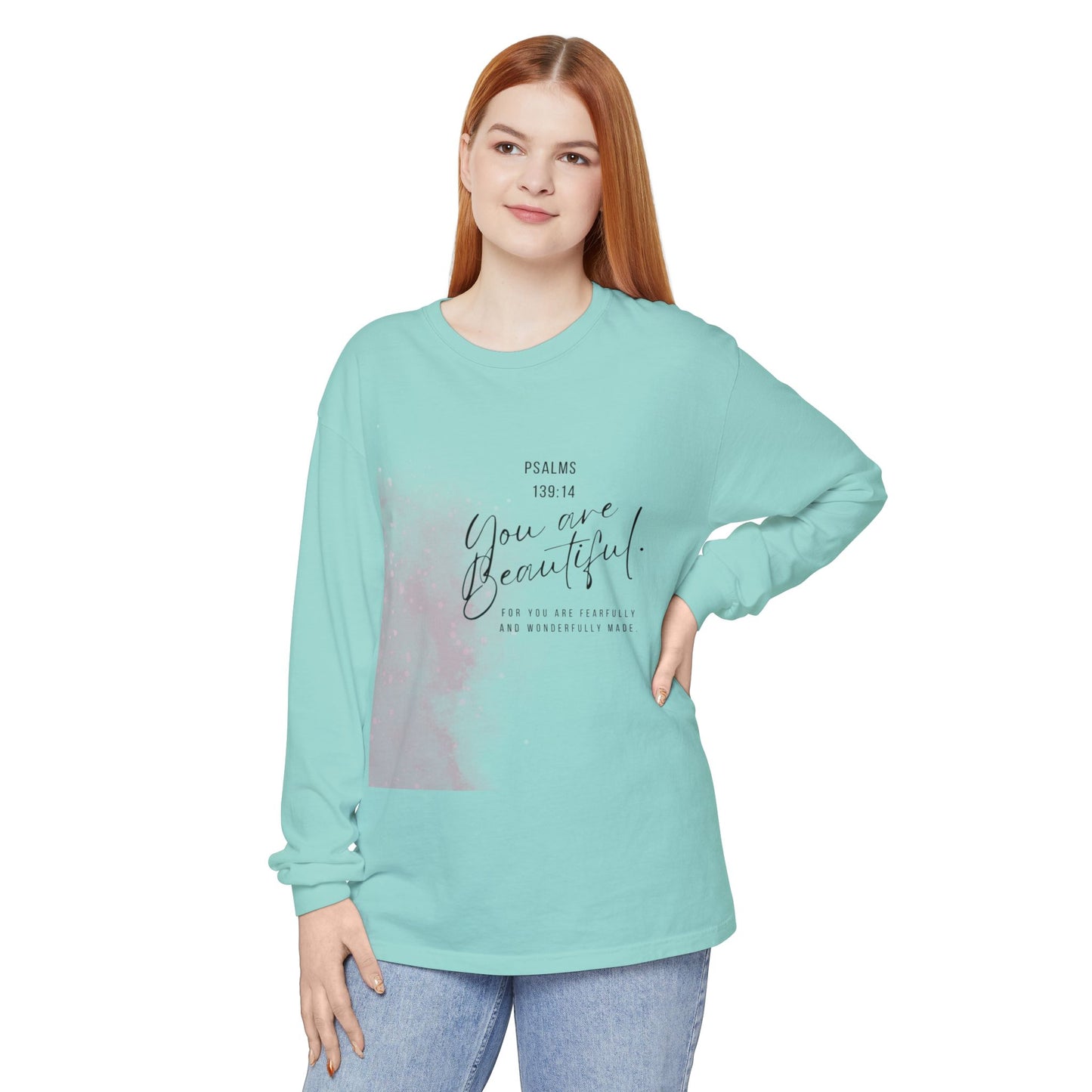 You Are Beautiful Long Sleeve Tee — Psalm 139:14 Inspirational Christian Shirt
