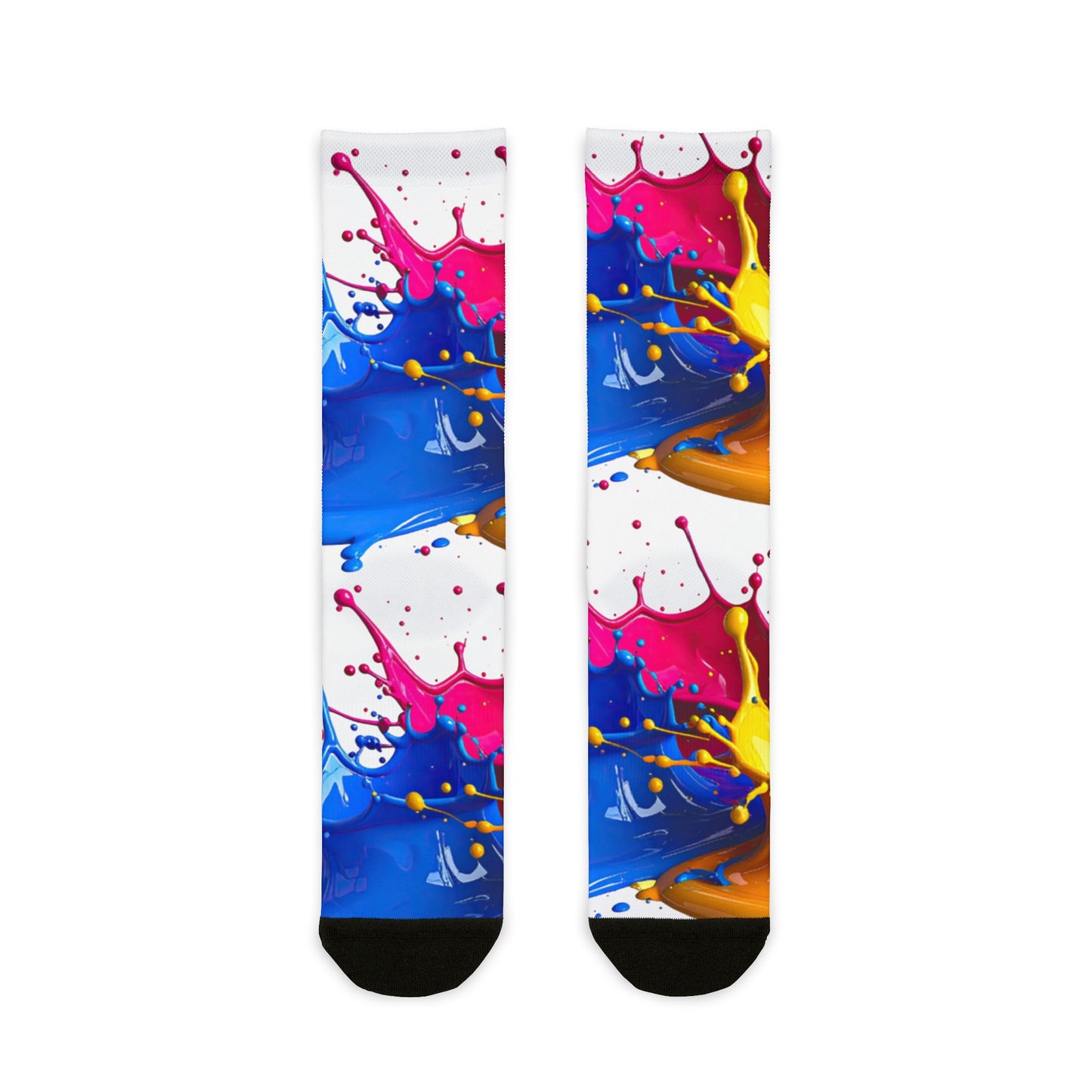 Color Splash Sublimation Crew Socks — Vibrant Paint Splash Athletic Socks