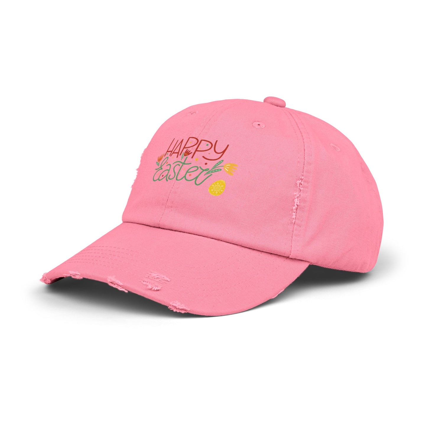 Happy Easter Distressed Cap — Floral Egg Spring Baseball Hat