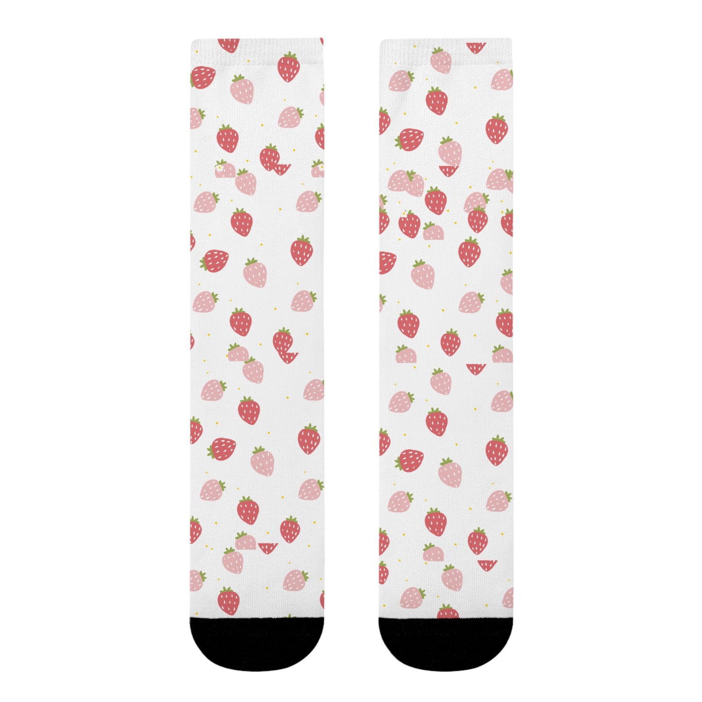 Strawberry Pattern Crew Socks – Cute Pink Fruit Sublimation Socks