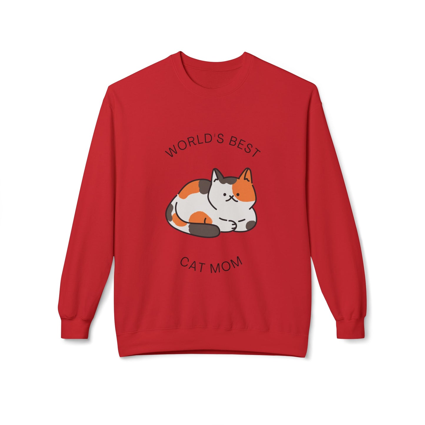 Cat Mom Sweatshirt - "World's Best" Cute Calico Cat Crewneck