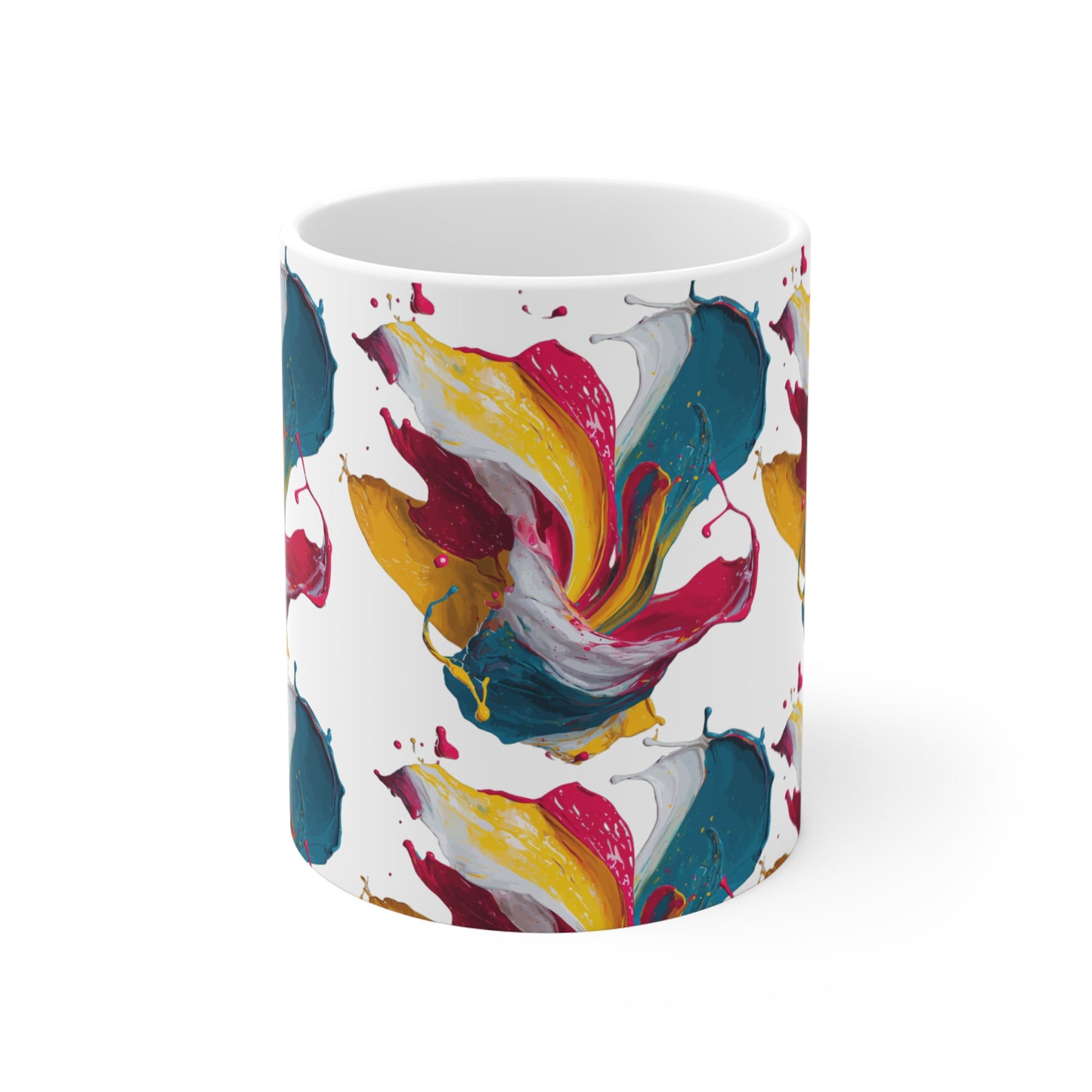 Abstract Paint Splash Mug — Colorful Brushstroke Coffee Cup (11oz)