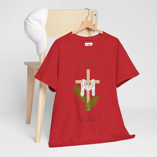 Palm Sunday Tee — Christian Cross & Palm Branch Church Shirt