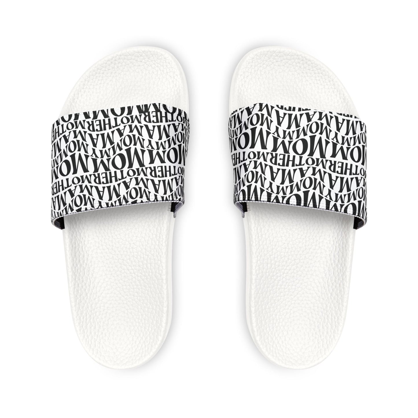 Women's Removable-Strap Slide Sandals — Black Typographic Print