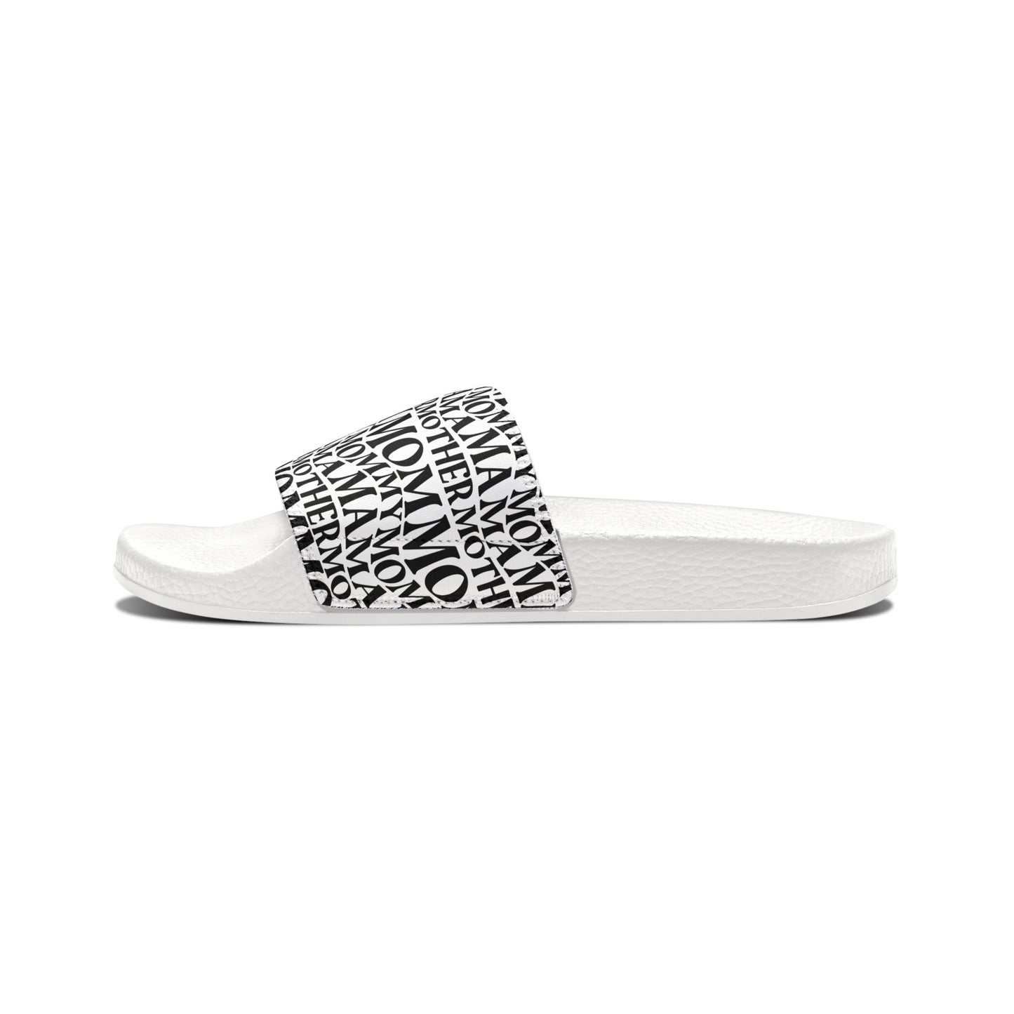 Women's Removable-Strap Slide Sandals — Black Typographic Print