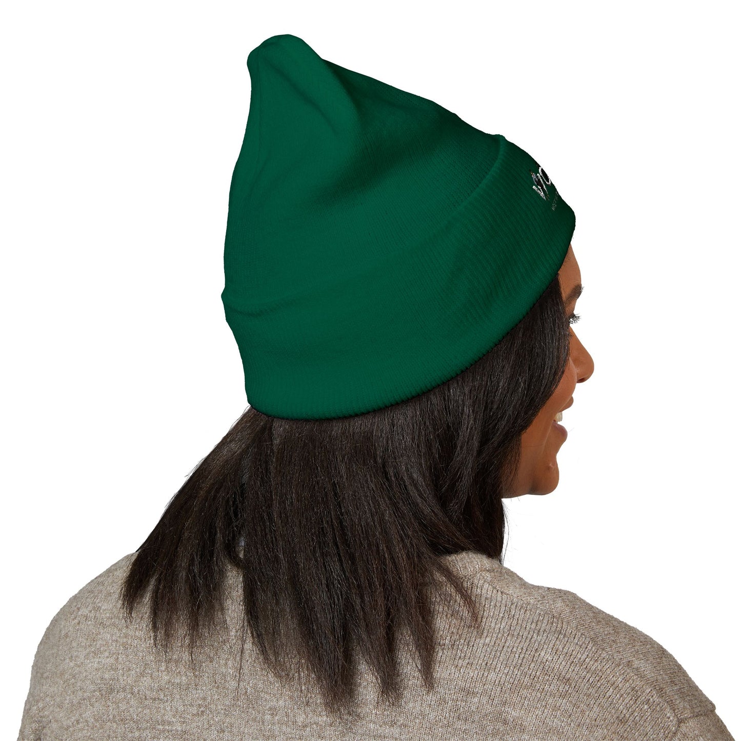 Embroidered Penguin Line Cuffed Beanie — Cute Winter Animal Knit Hat