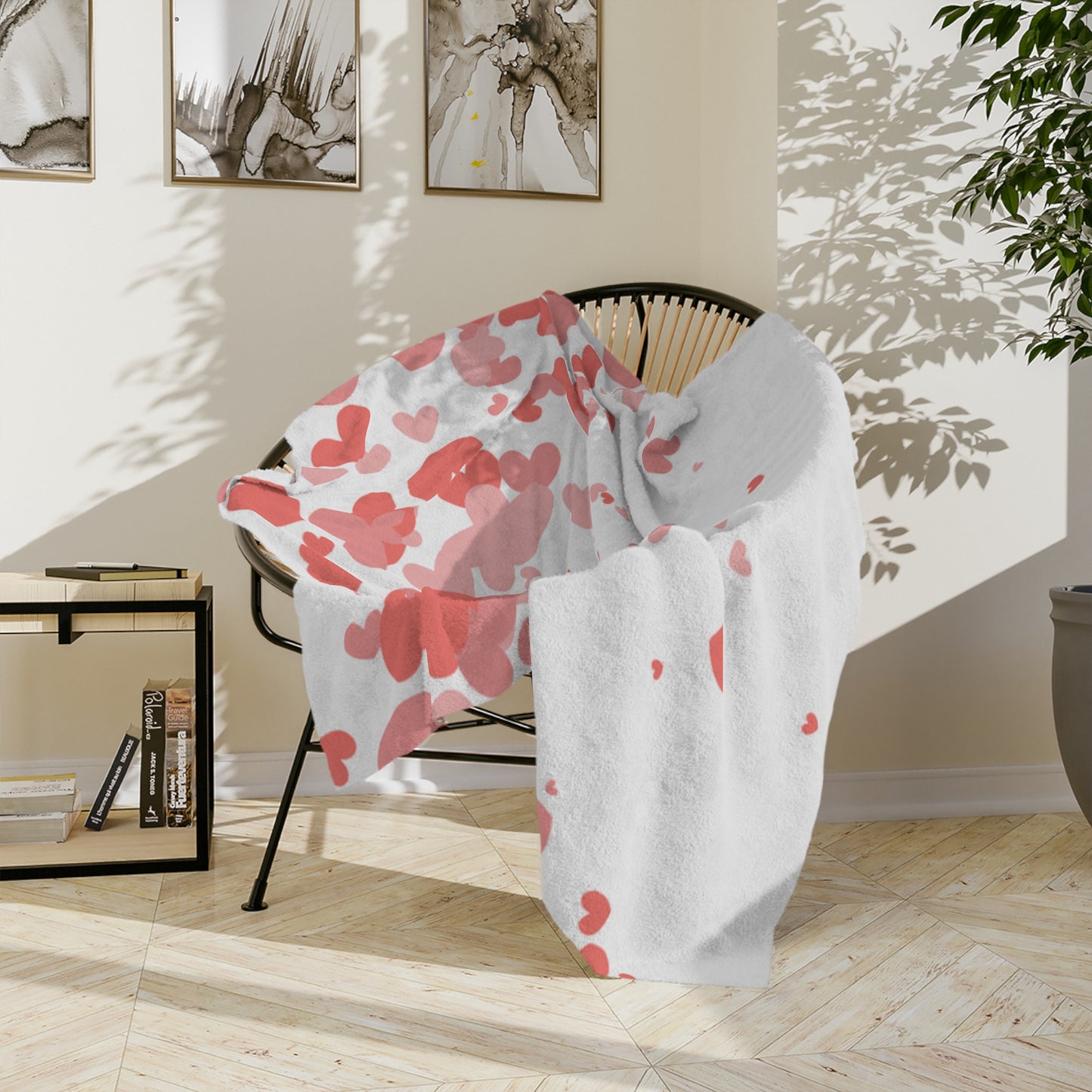 Microfiber Blanket — Pink Heart Confetti Throw for Valentine's Day & Cozy Gifts
