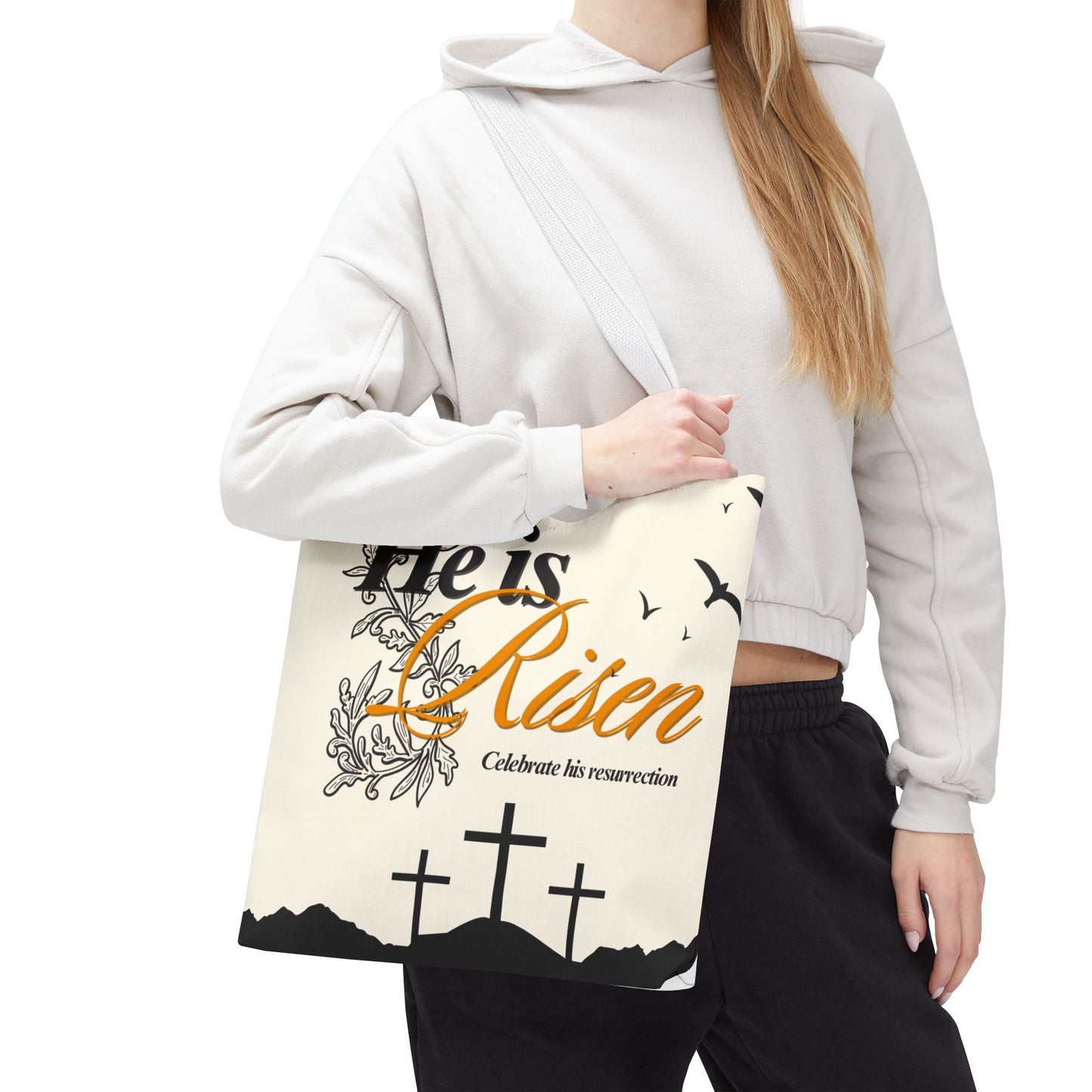 He Is Risen Easter Tote Bag — Christian Resurrection Canvas Tote