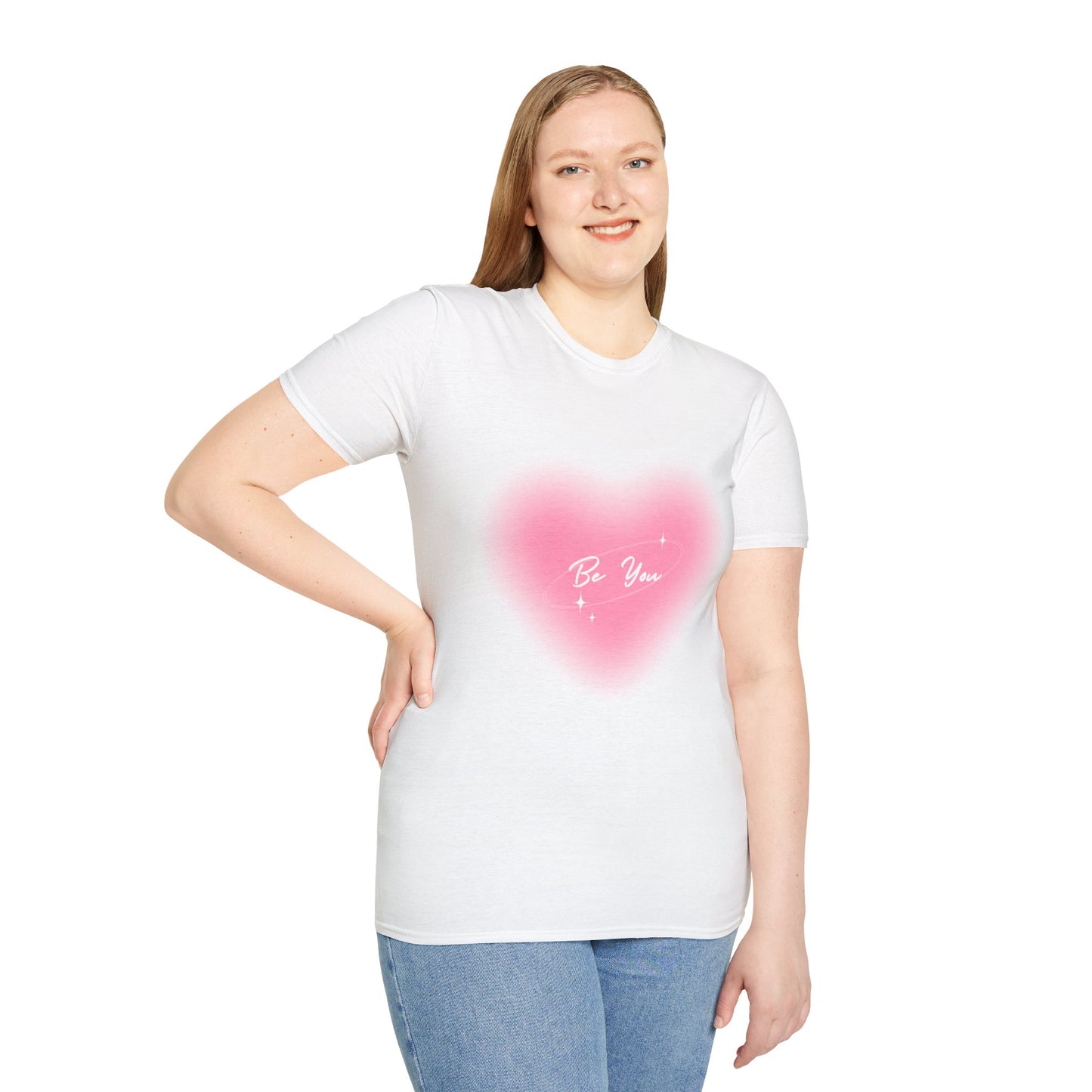 Heart Graphic T-Shirt — Pink “Be You” Inspirational Tee