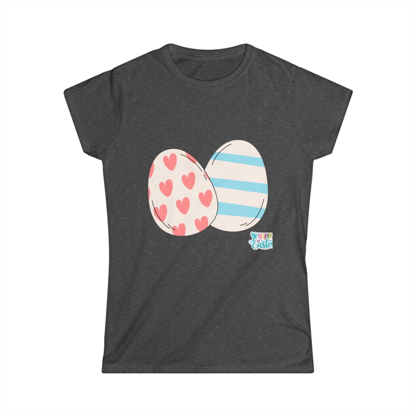Easter Egg Pattern Women's Softstyle Tee – Cute Spring T-Shirt for Celebrations