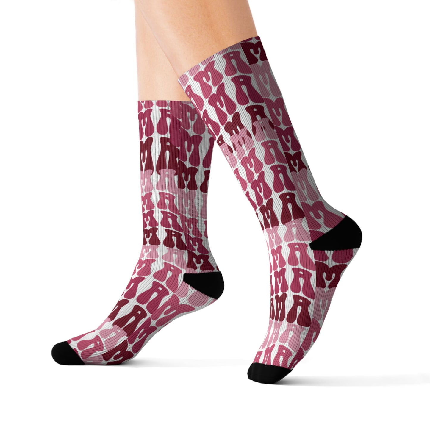 Pink Plaid Sublimation Socks — Custom Patterned Crew Socks