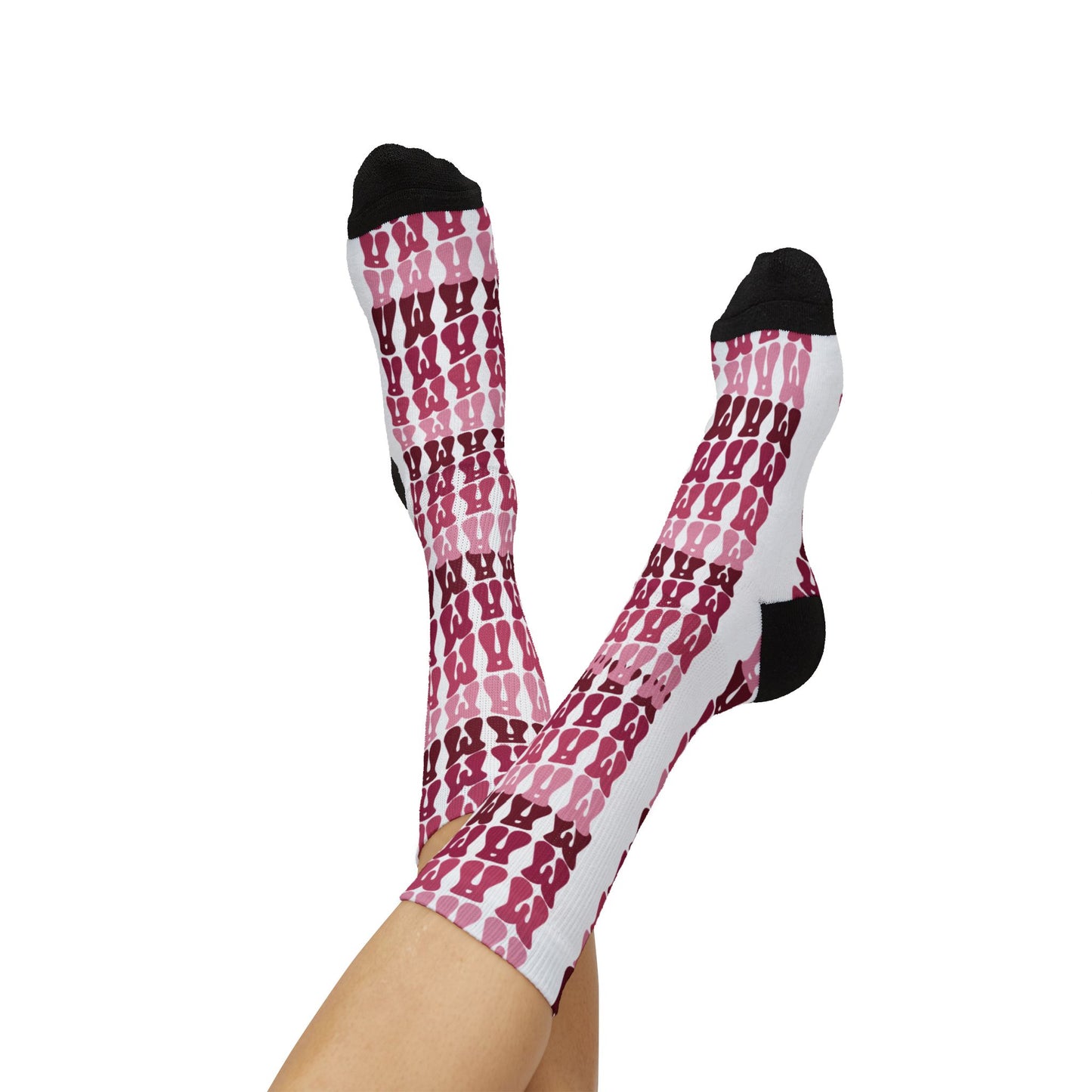 Pink Plaid Sublimation Socks — Custom Patterned Crew Socks