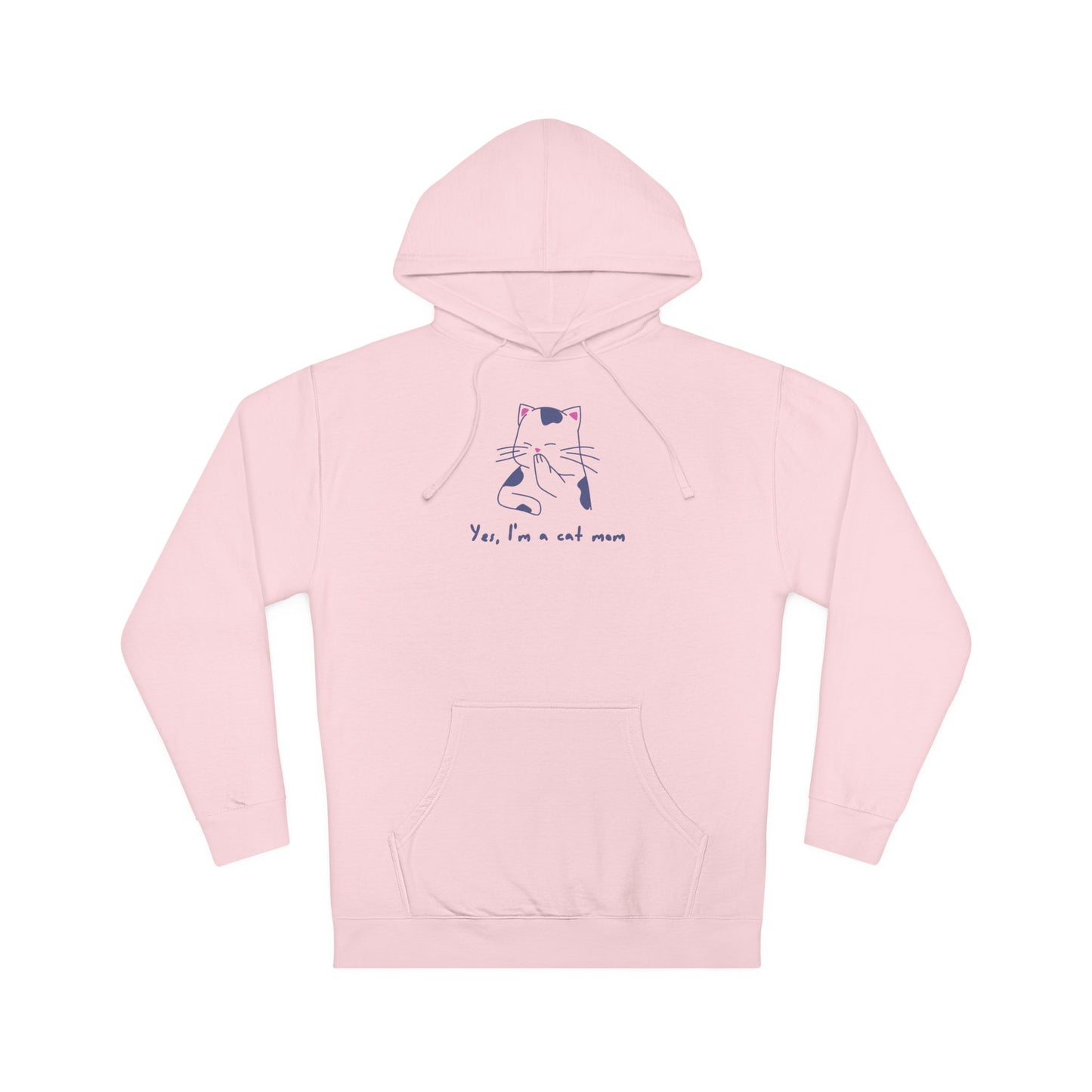 Cat Illustration Hoodie — “Yes, I’m a Cat Mom” Cute Minimalist Pullover