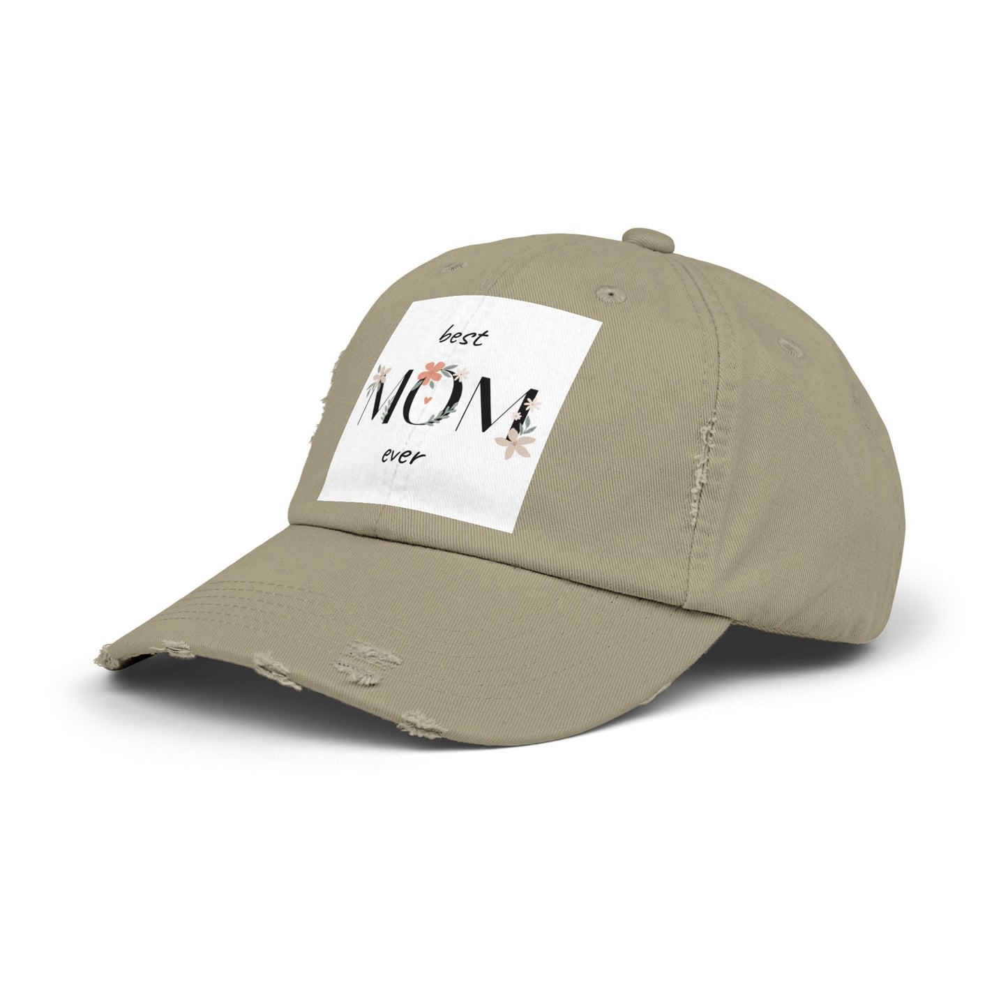 Best Mom Ever Distressed Cap - Floral Patch Mother’s Day Hat