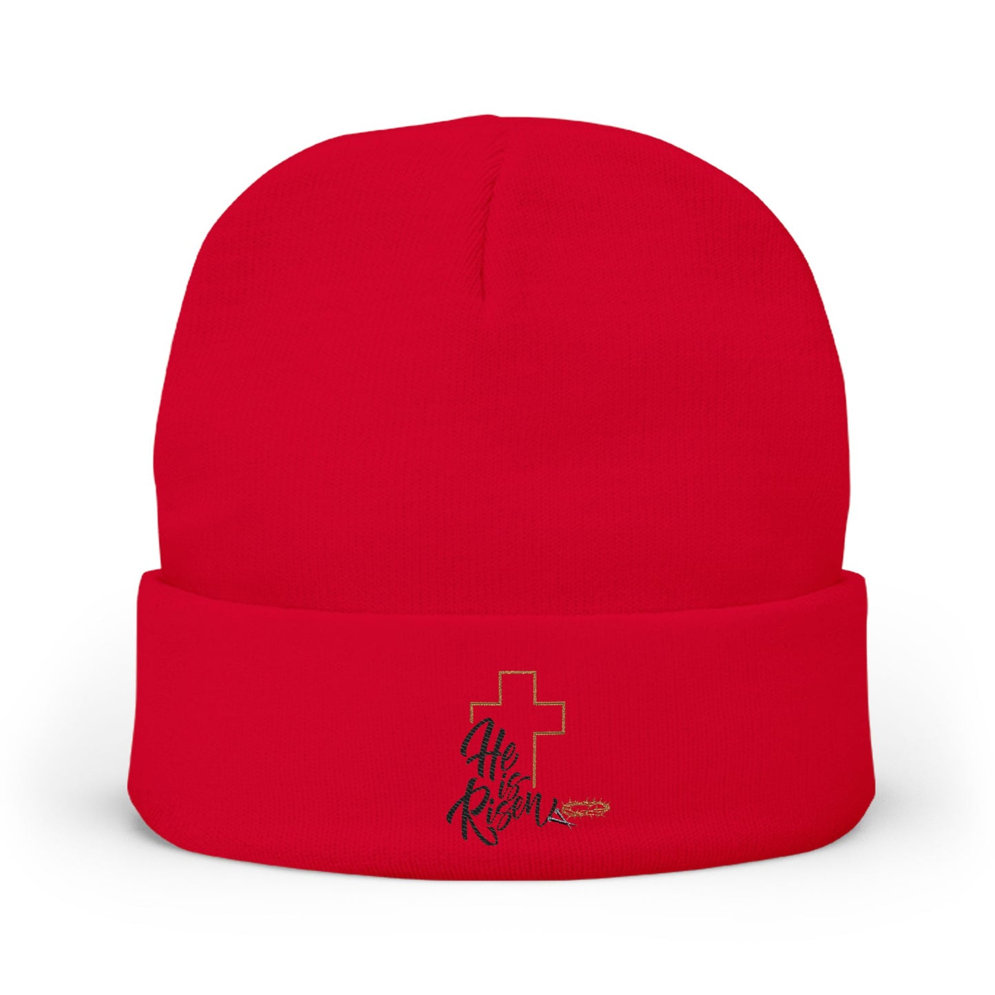 He Is Risen Embroidered Knit Beanie