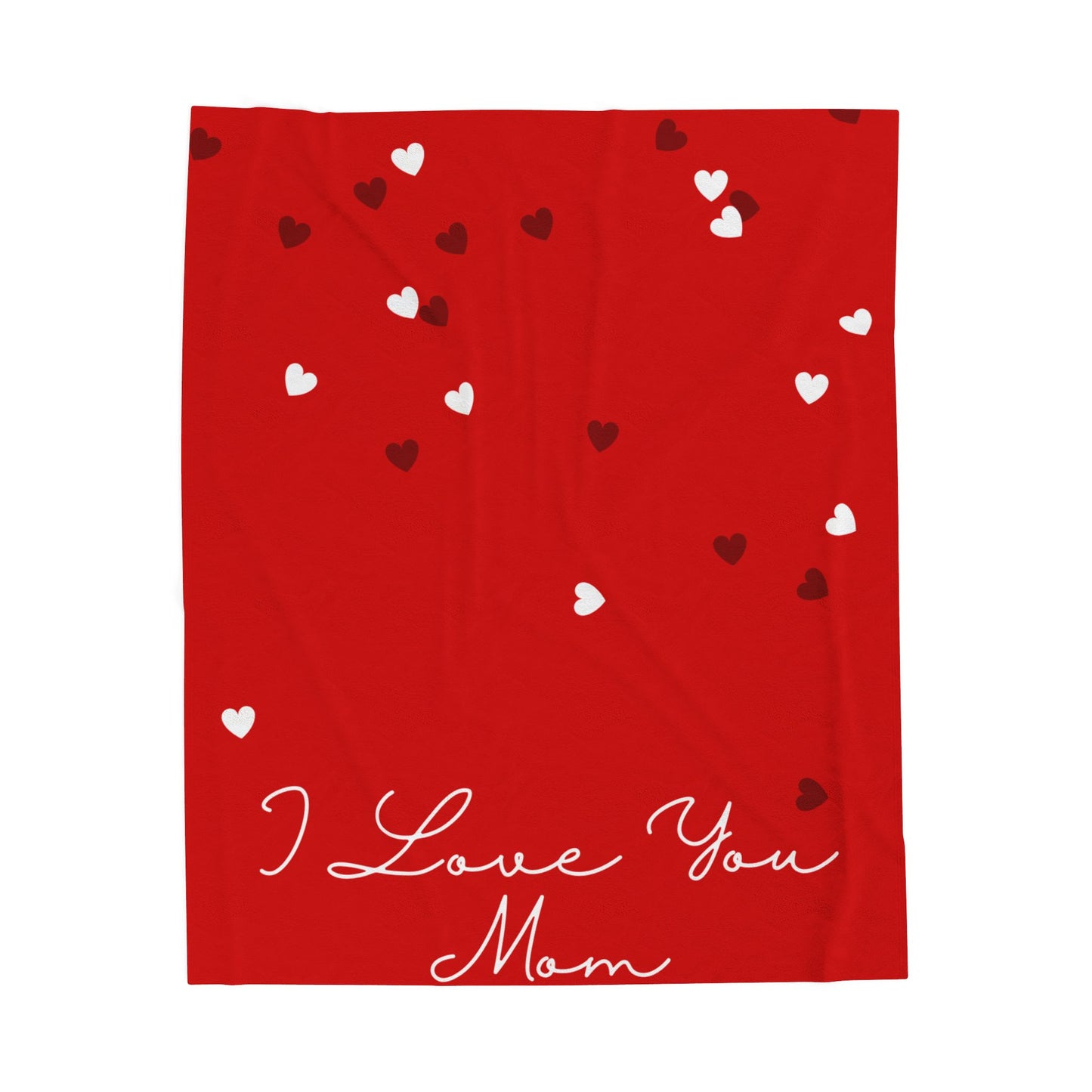 I Love You Mom Red Heart Plush Blanket