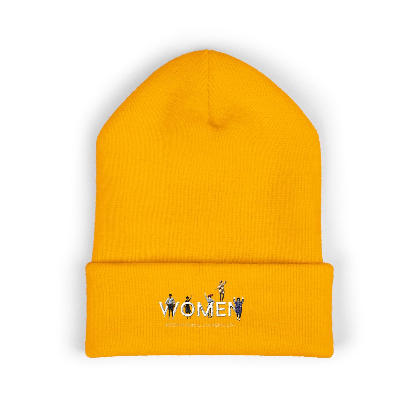 Embroidered Penguin Line Cuffed Beanie — Cute Winter Animal Knit Hat