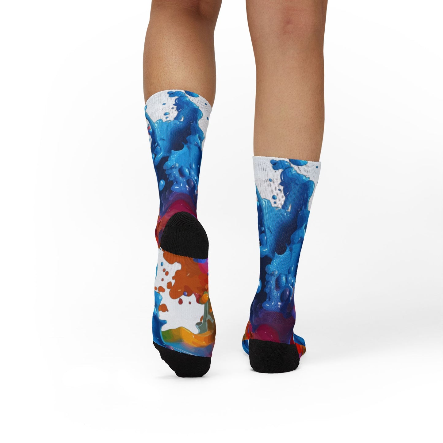 Color Splash Sublimation Socks — Abstract Rainbow Crew Socks