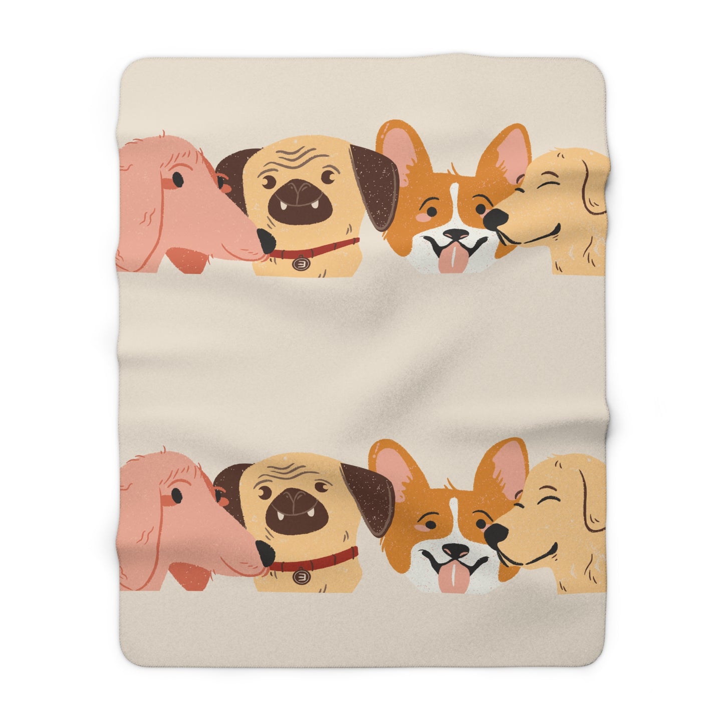Cozy Dog Faces Sherpa Fleece Blanket — Cute Puppy Pattern Throw