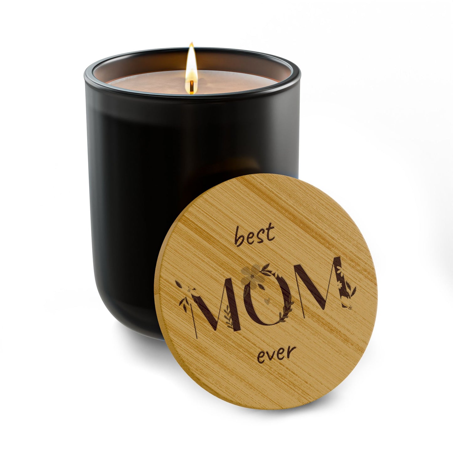 Best MOM Ever 14oz Scented Soy Candle — Engraved Bamboo Lid (Mother's Day Gift)