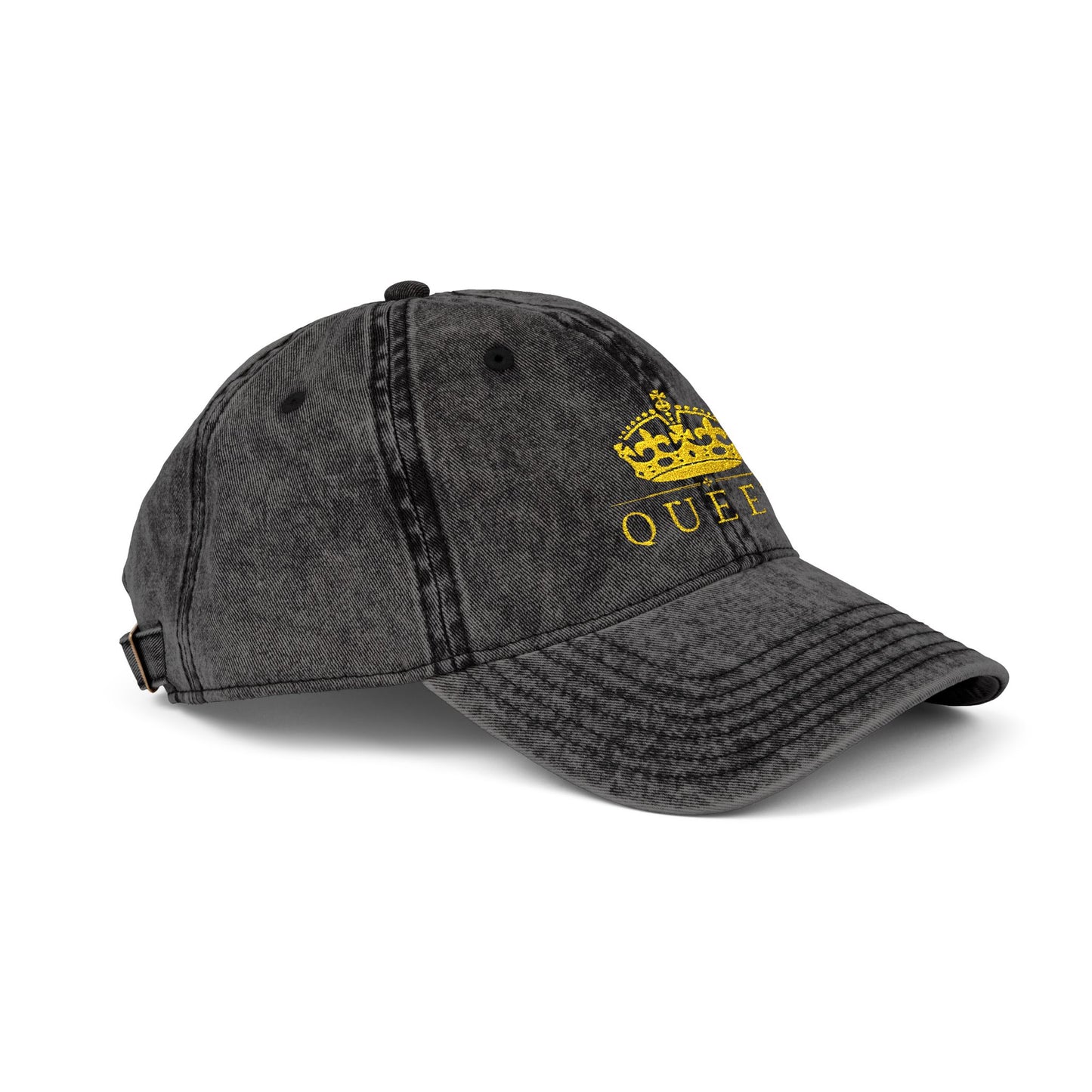Embroidered 'Queen' Vintage Baseball Cap - Distressed Red Crown Hat