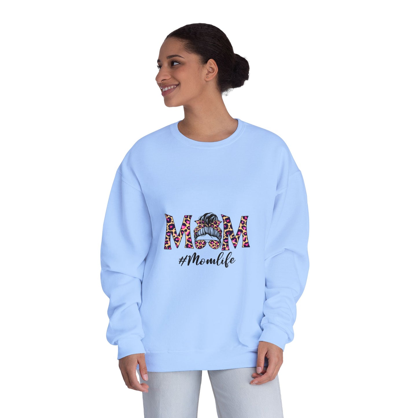 Momlife Floral Crewneck Sweatshirt — “MOM” Leopard Floral Design