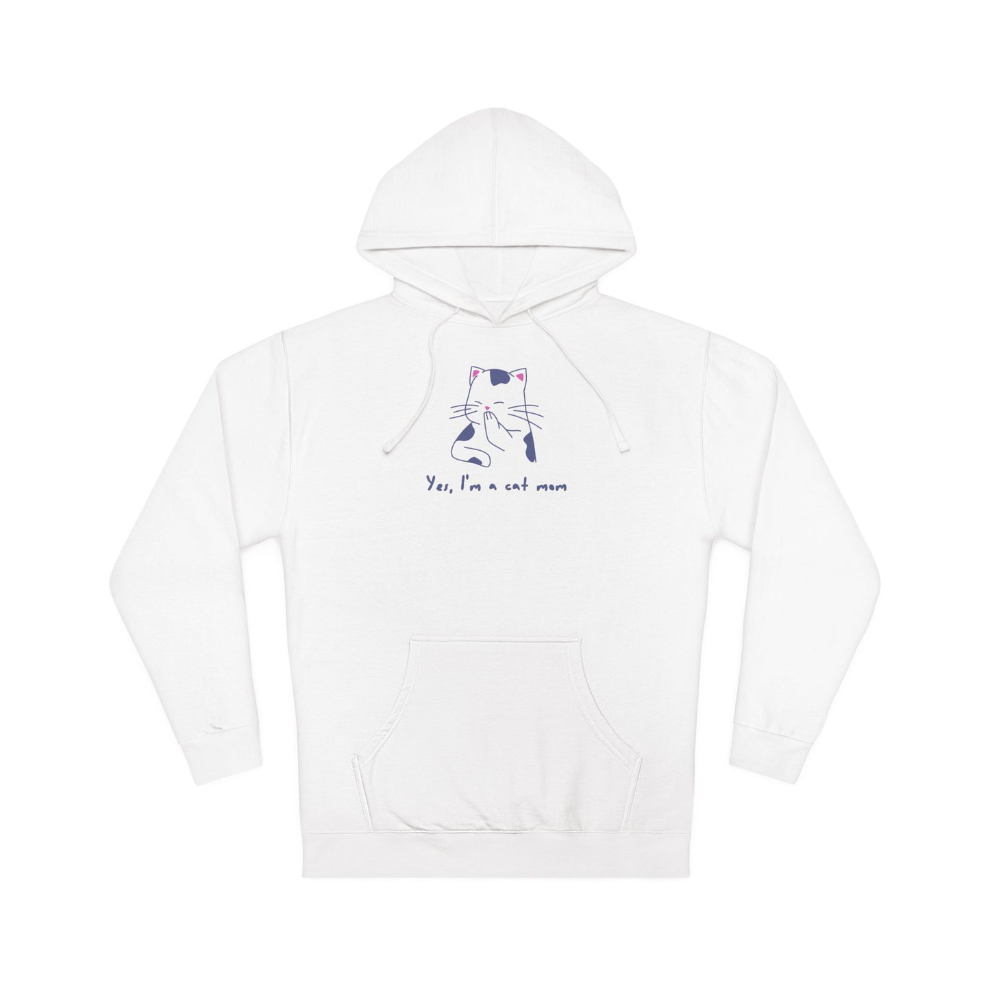 Cat Illustration Hoodie — “Yes, I’m a Cat Mom” Cute Minimalist Pullover
