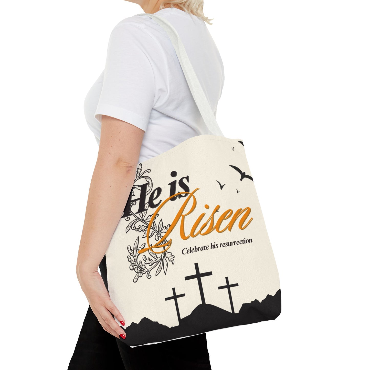 He Is Risen Easter Tote Bag — Christian Resurrection Canvas Tote