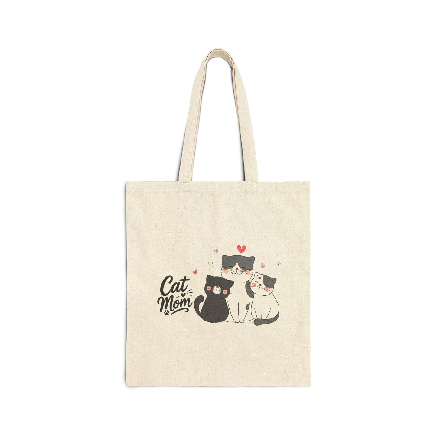 Cat Mom Canvas Tote Bag — Cute Trio Cat Illustration Eco Shopper