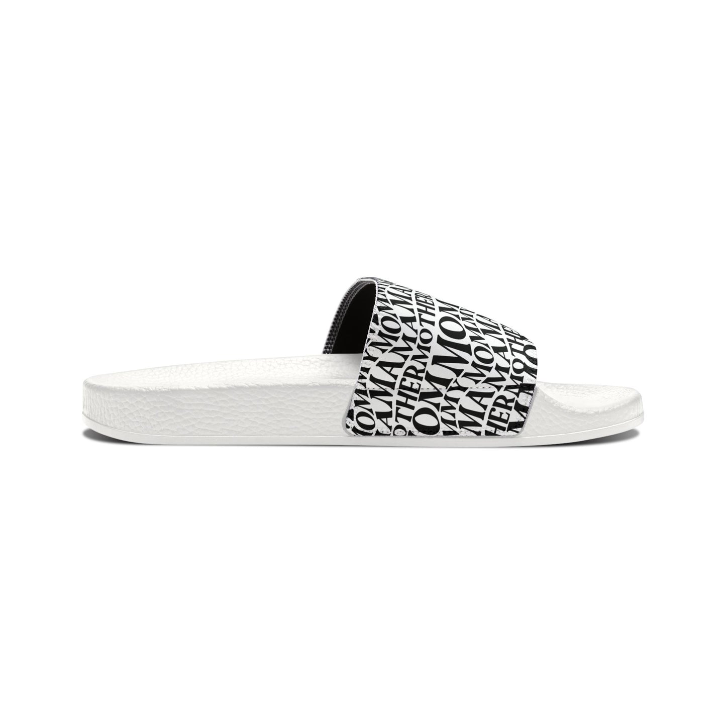Women's Removable-Strap Slide Sandals — Black Typographic Print