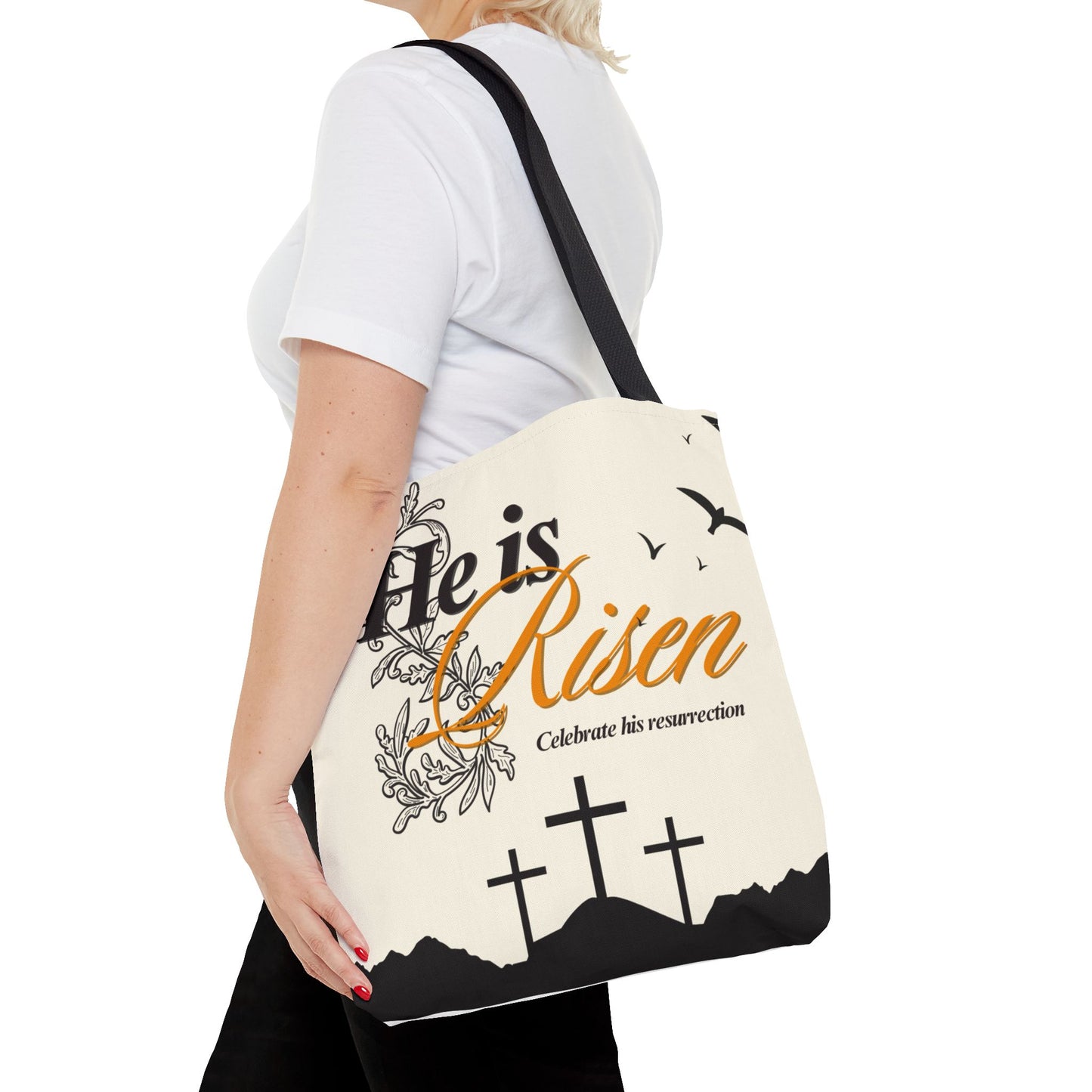 He Is Risen Easter Tote Bag — Christian Resurrection Canvas Tote