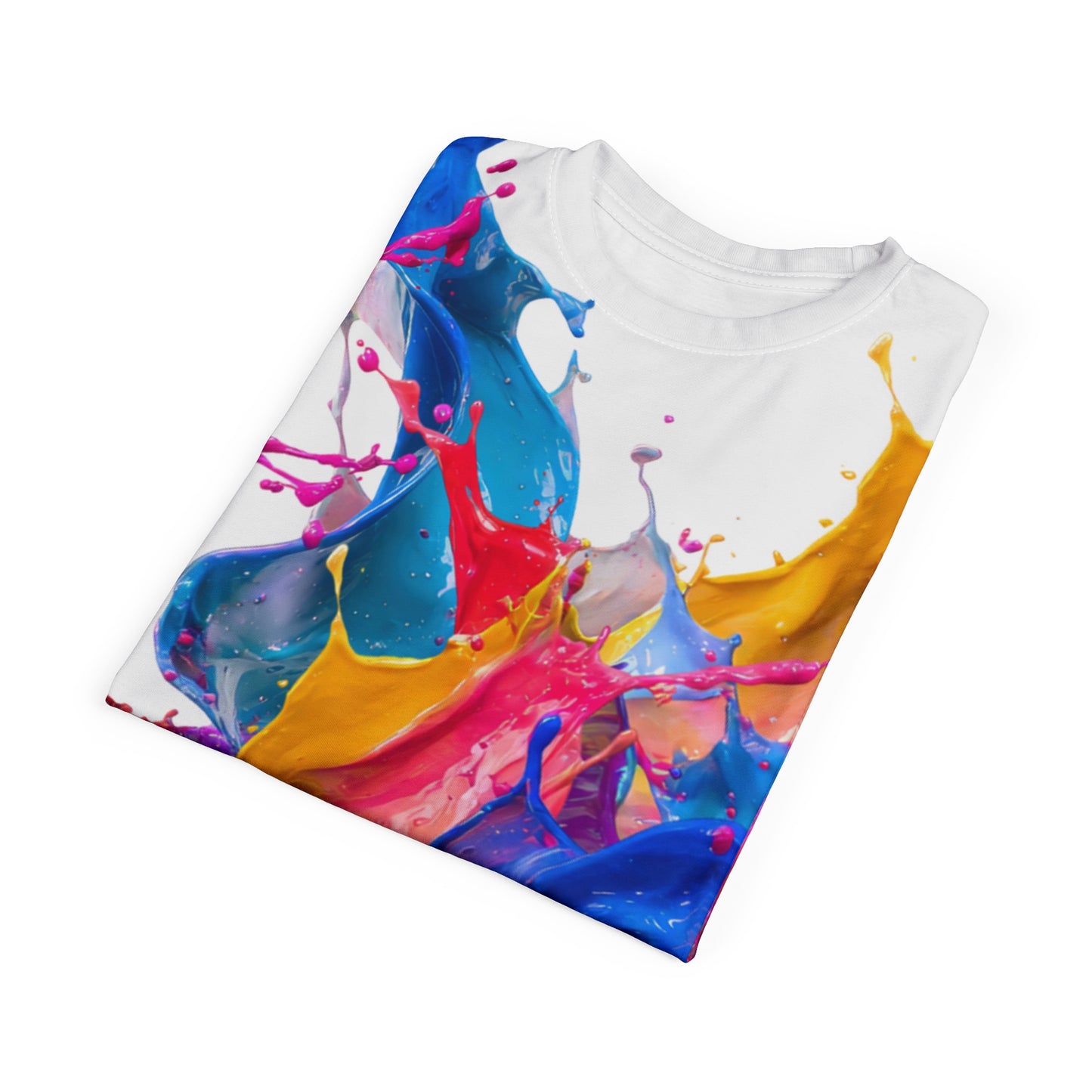 Abstract Paint Splash Tee — Colorful All-Over Print Art Shirt