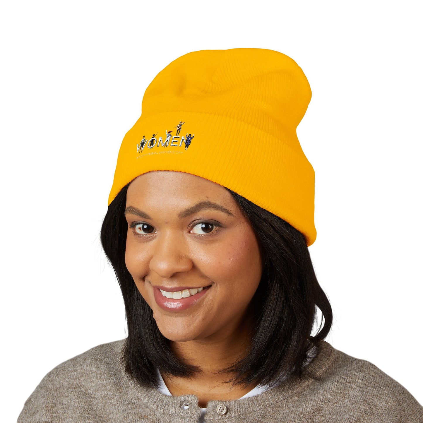 Embroidered Penguin Line Cuffed Beanie — Cute Winter Animal Knit Hat