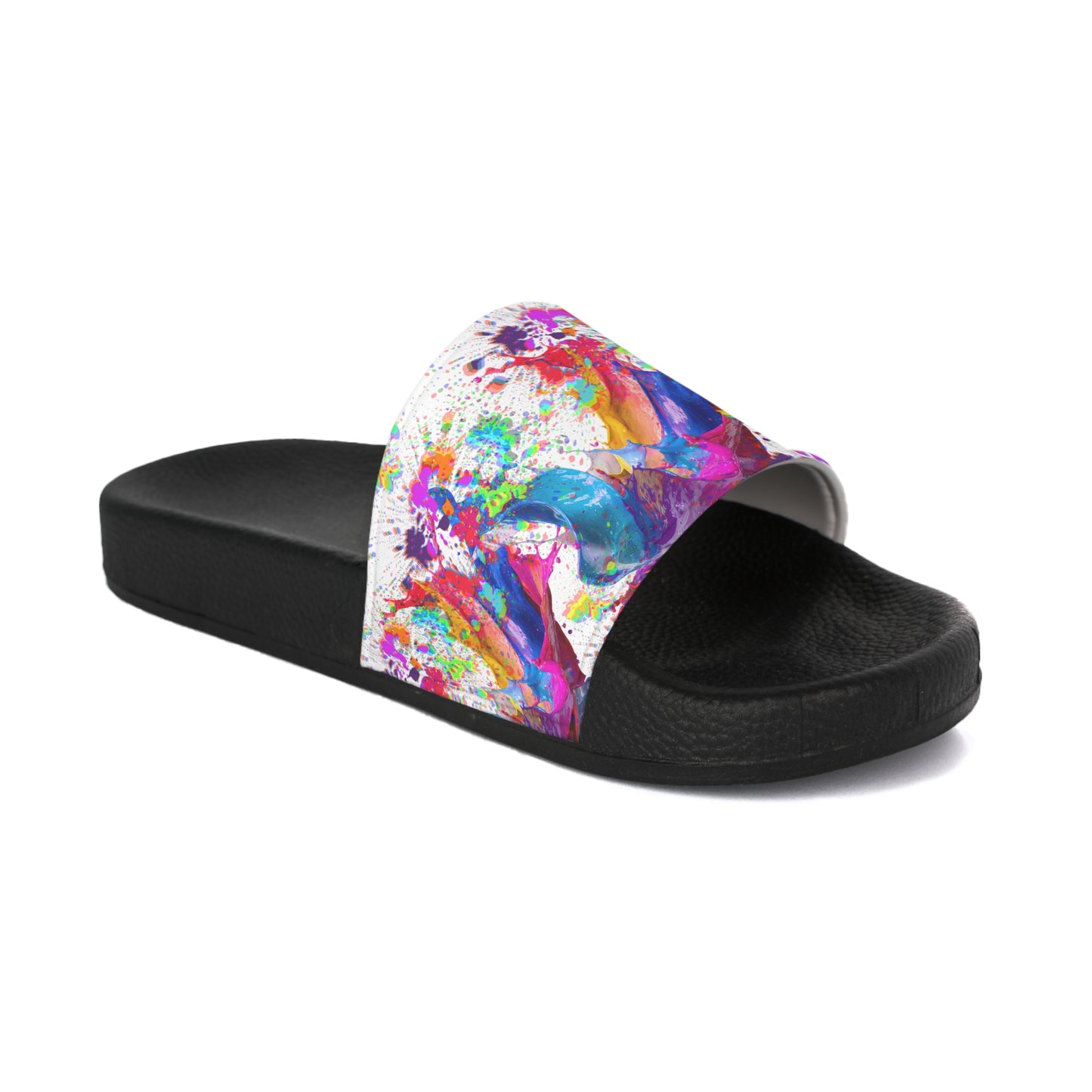 Color Splash Women's Slide Sandals — Abstract Paint Pattern