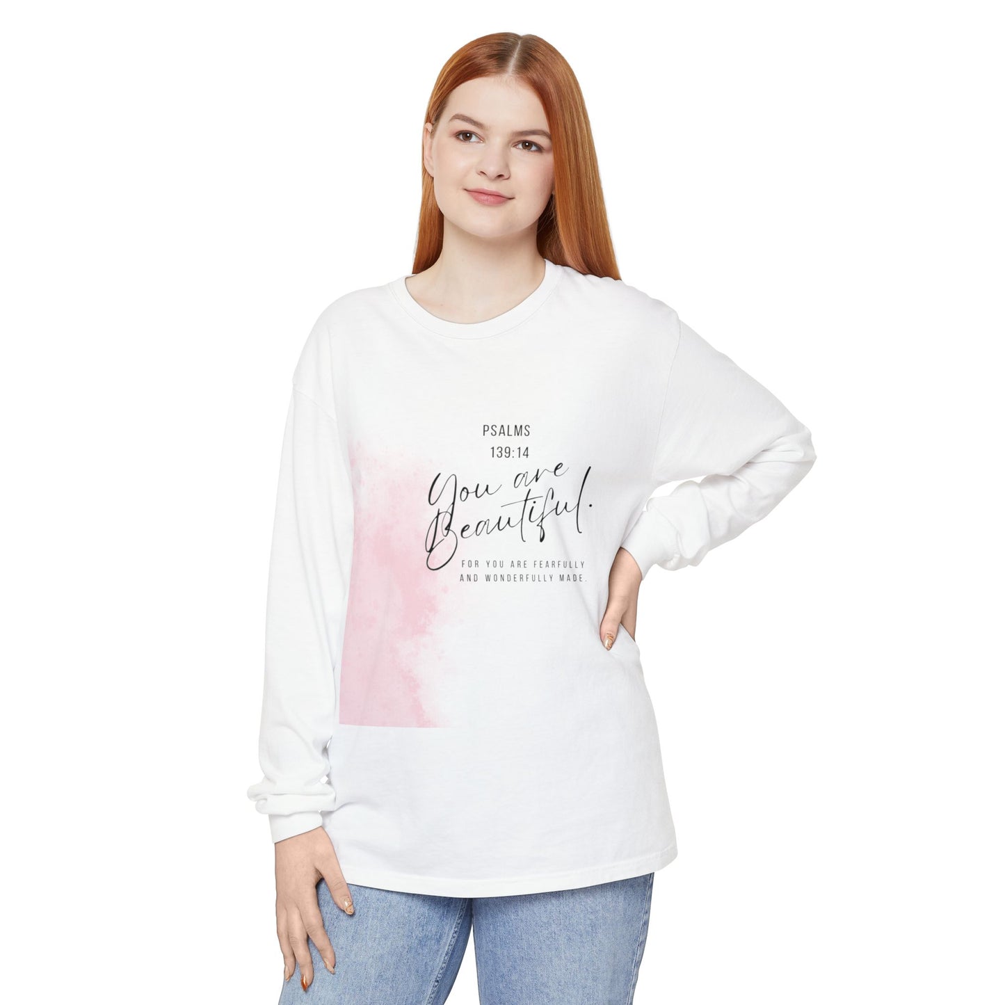 You Are Beautiful Long Sleeve Tee — Psalm 139:14 Inspirational Christian Shirt