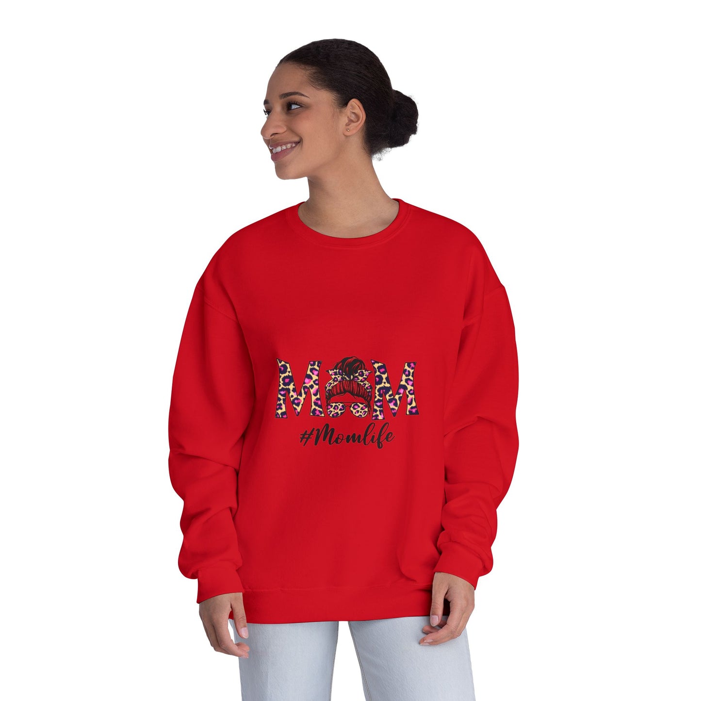 Momlife Floral Crewneck Sweatshirt — “MOM” Leopard Floral Design