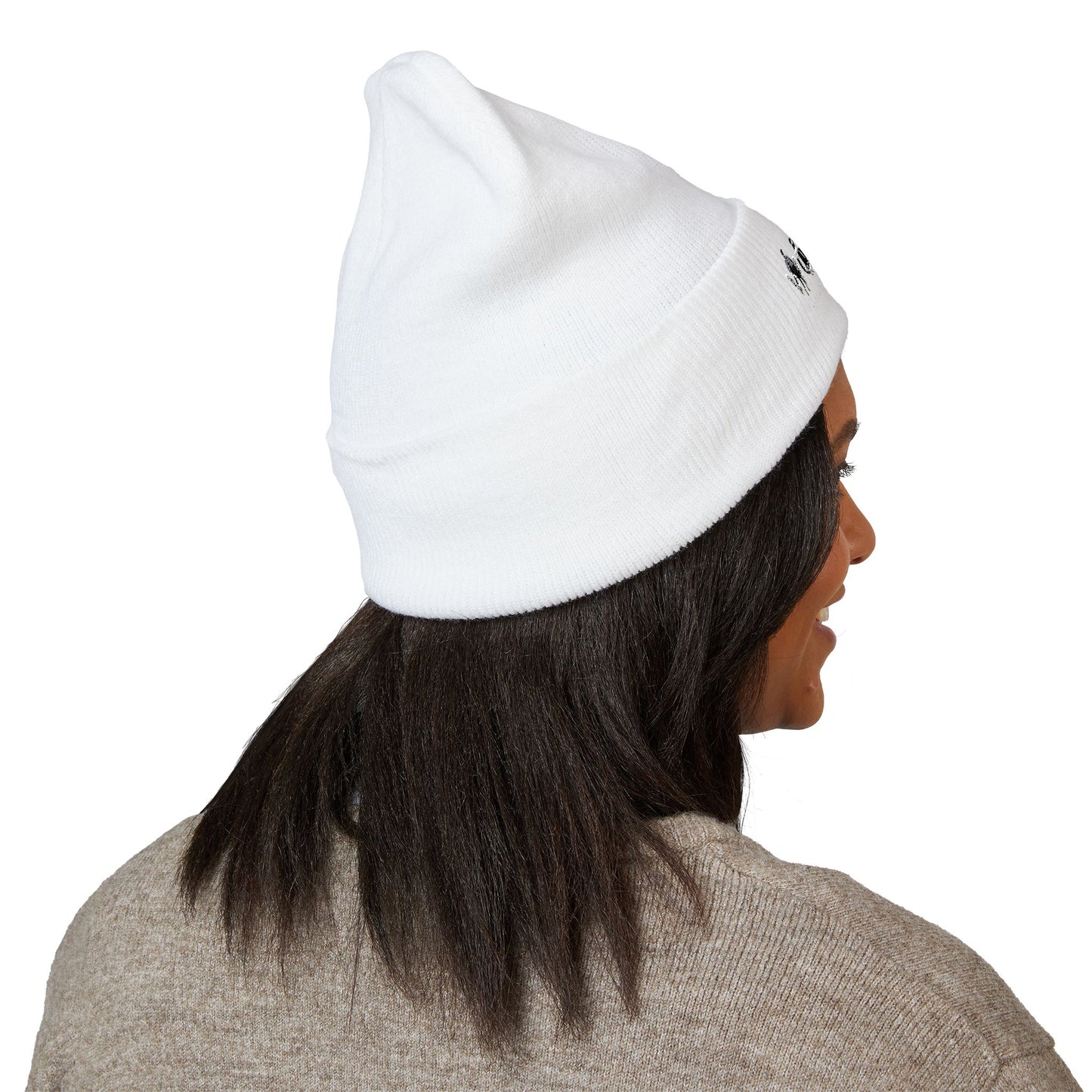 Embroidered Penguin Line Cuffed Beanie — Cute Winter Animal Knit Hat