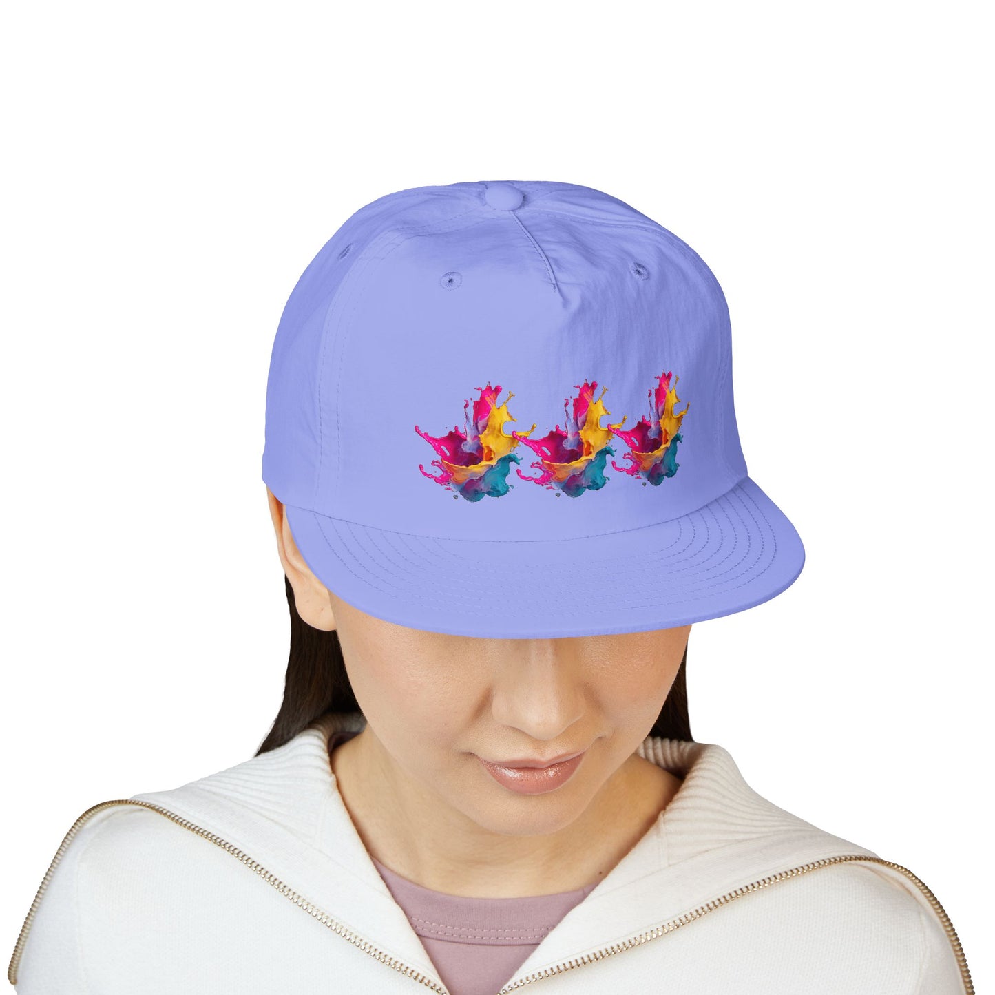 Surf Cap — Colorful Watercolor Wave Snapback Hat