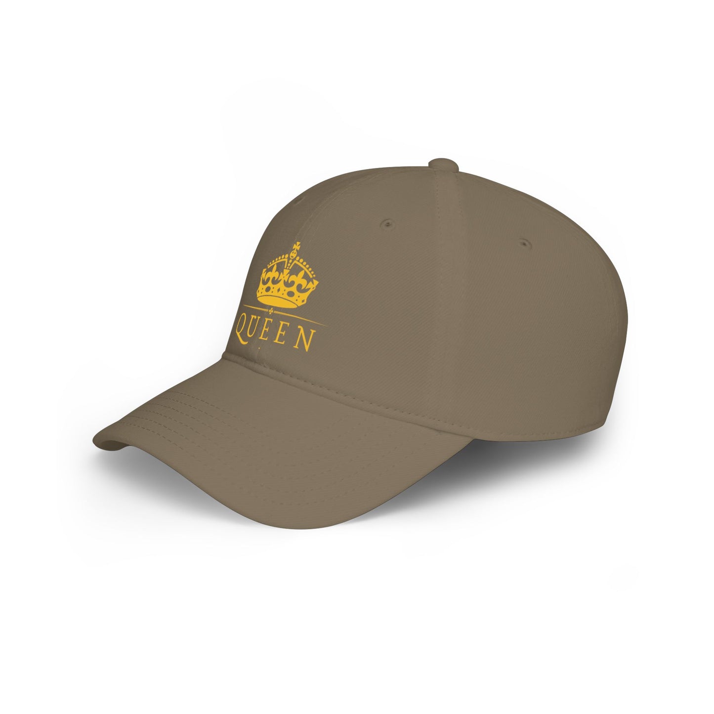 Queen Crown Baseball Cap — Red Low Profile Hat with Gold "QUEEN" Text